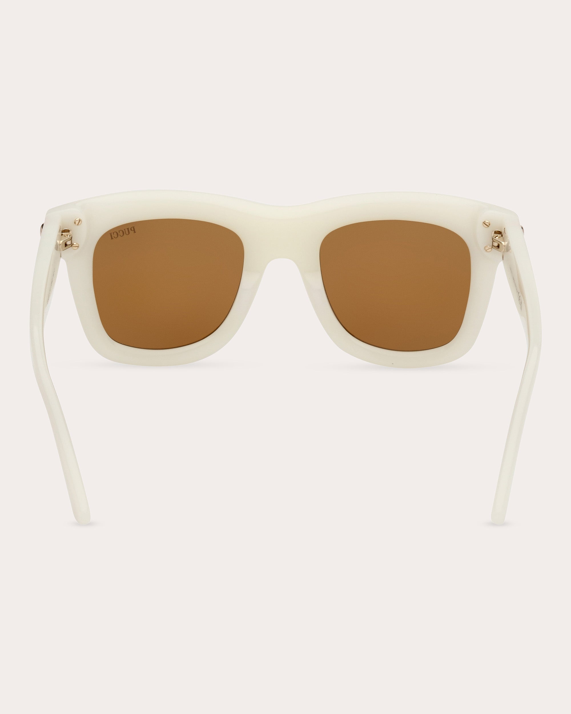 Square-Frame White and Brown Acetate Sunglasses