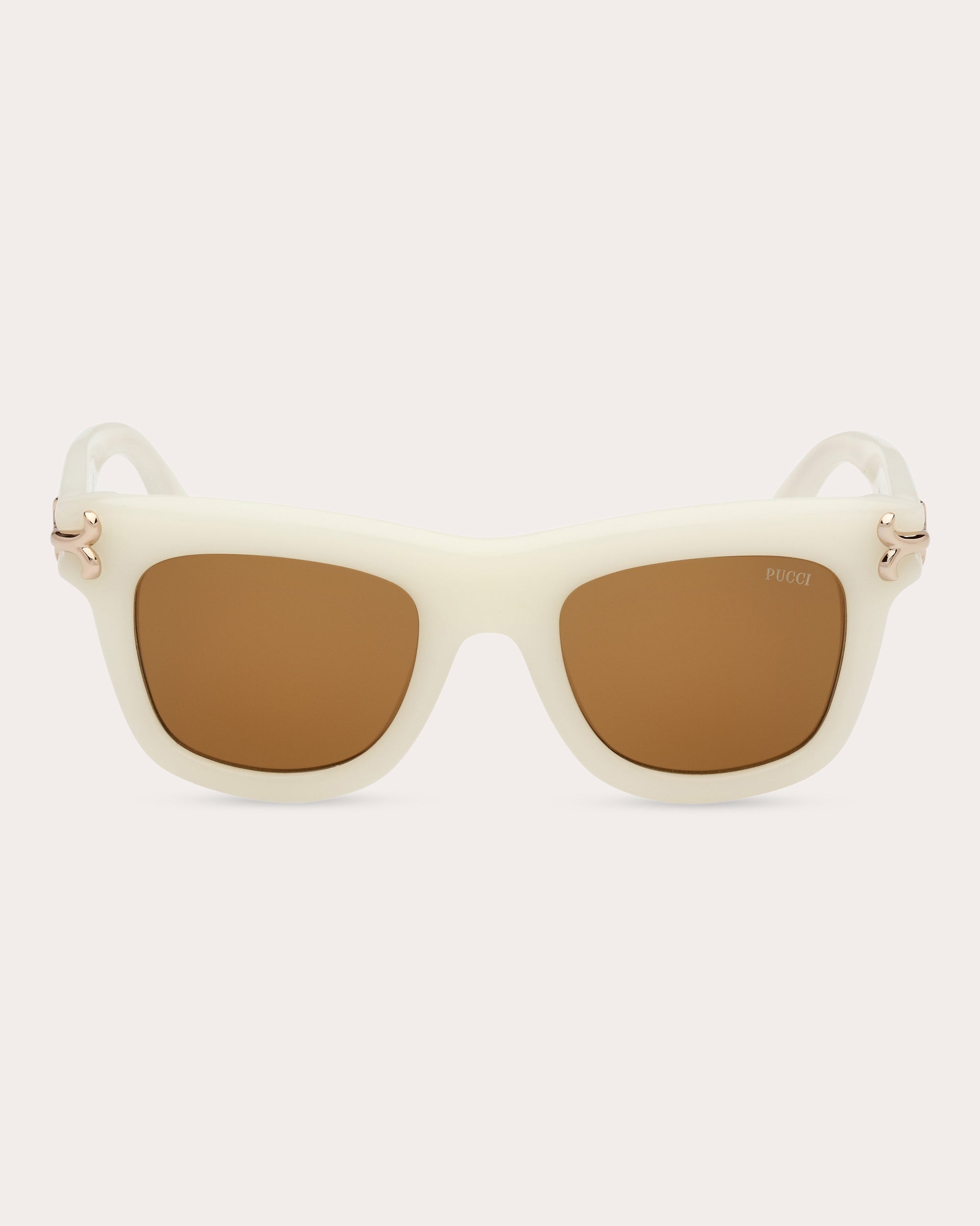 Square-Frame White and Brown Acetate Sunglasses