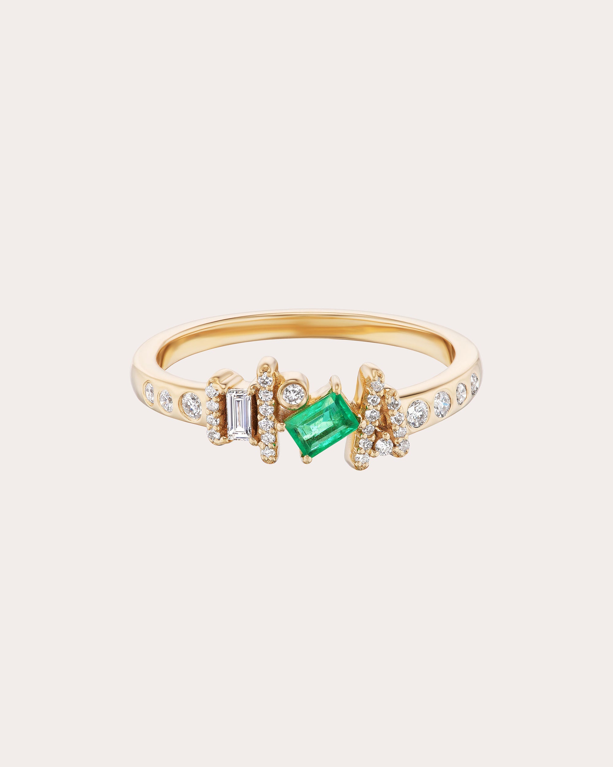 Emerald & Diamond 14k Gold Ethereal Angel Ring