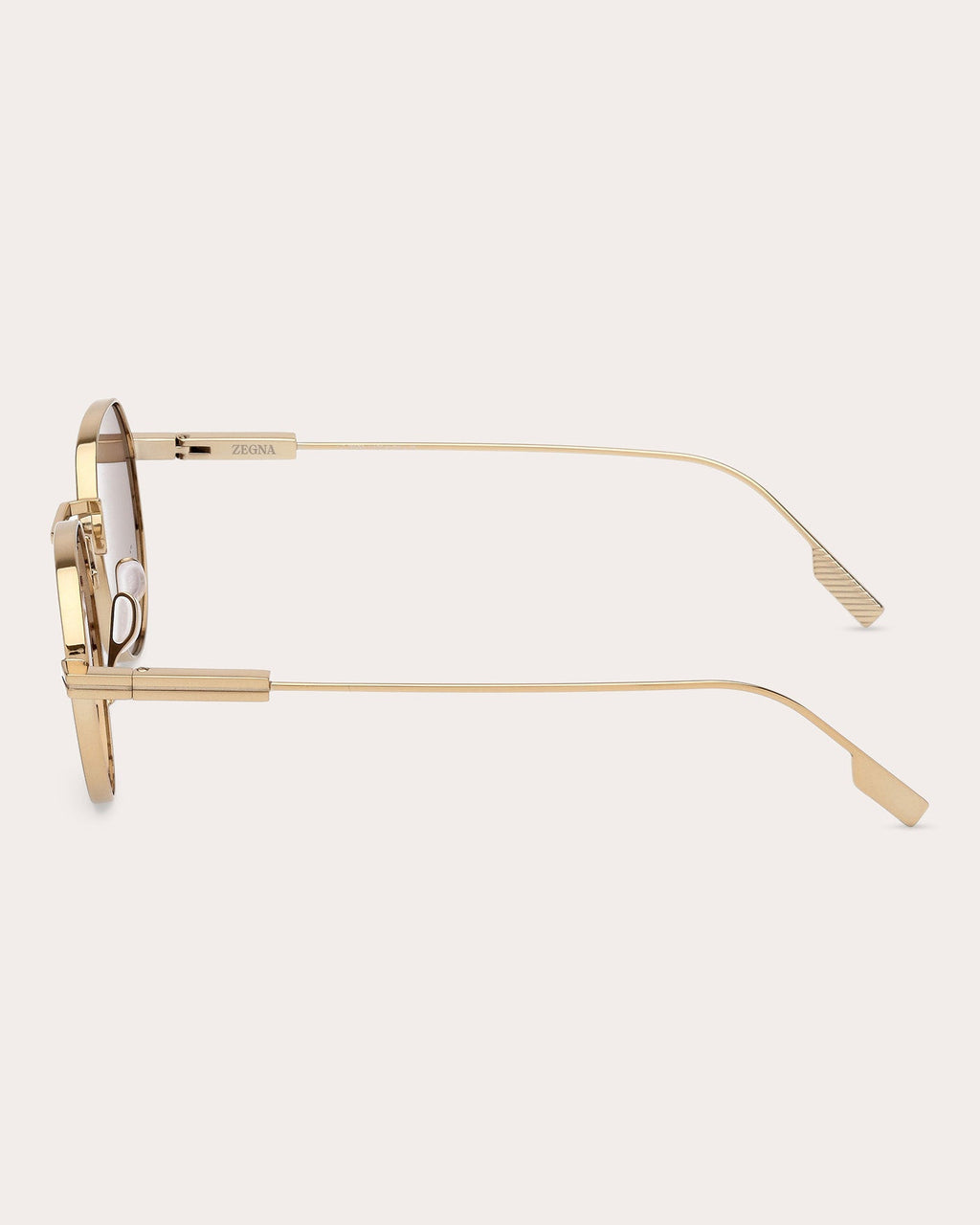 Round-Frame Shiny Light Bronze and Roviex Gold-Tone Sunglasses