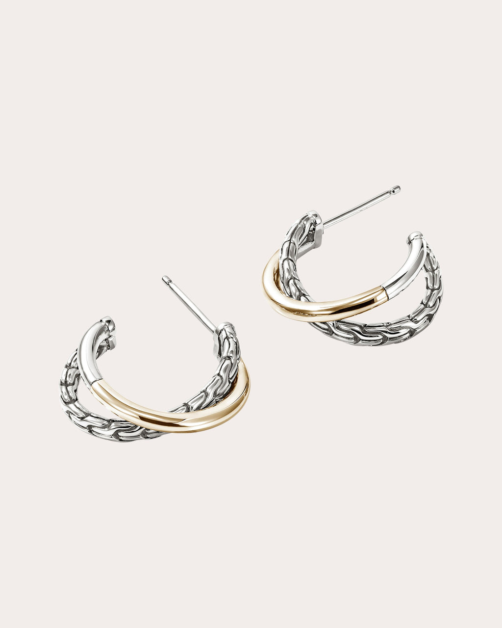 Two-Tone JH Essential Crossover Hoop Earrings