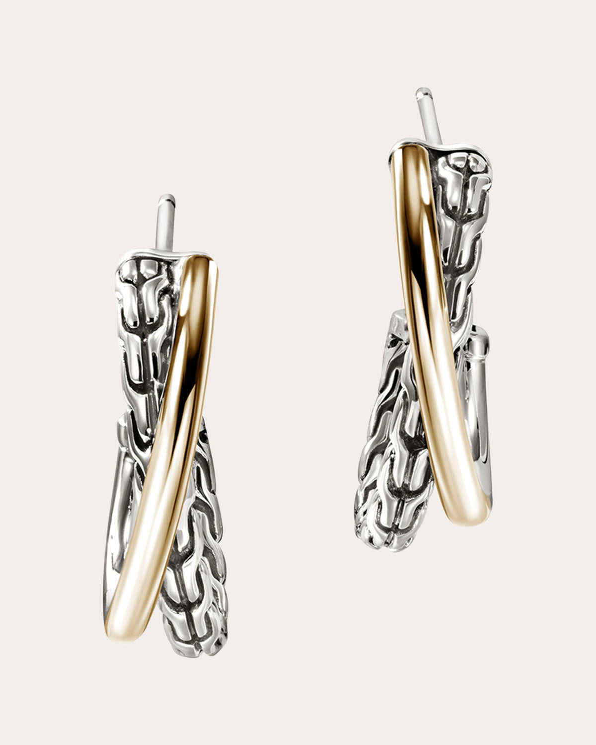 Two-Tone JH Essential Crossover Hoop Earrings