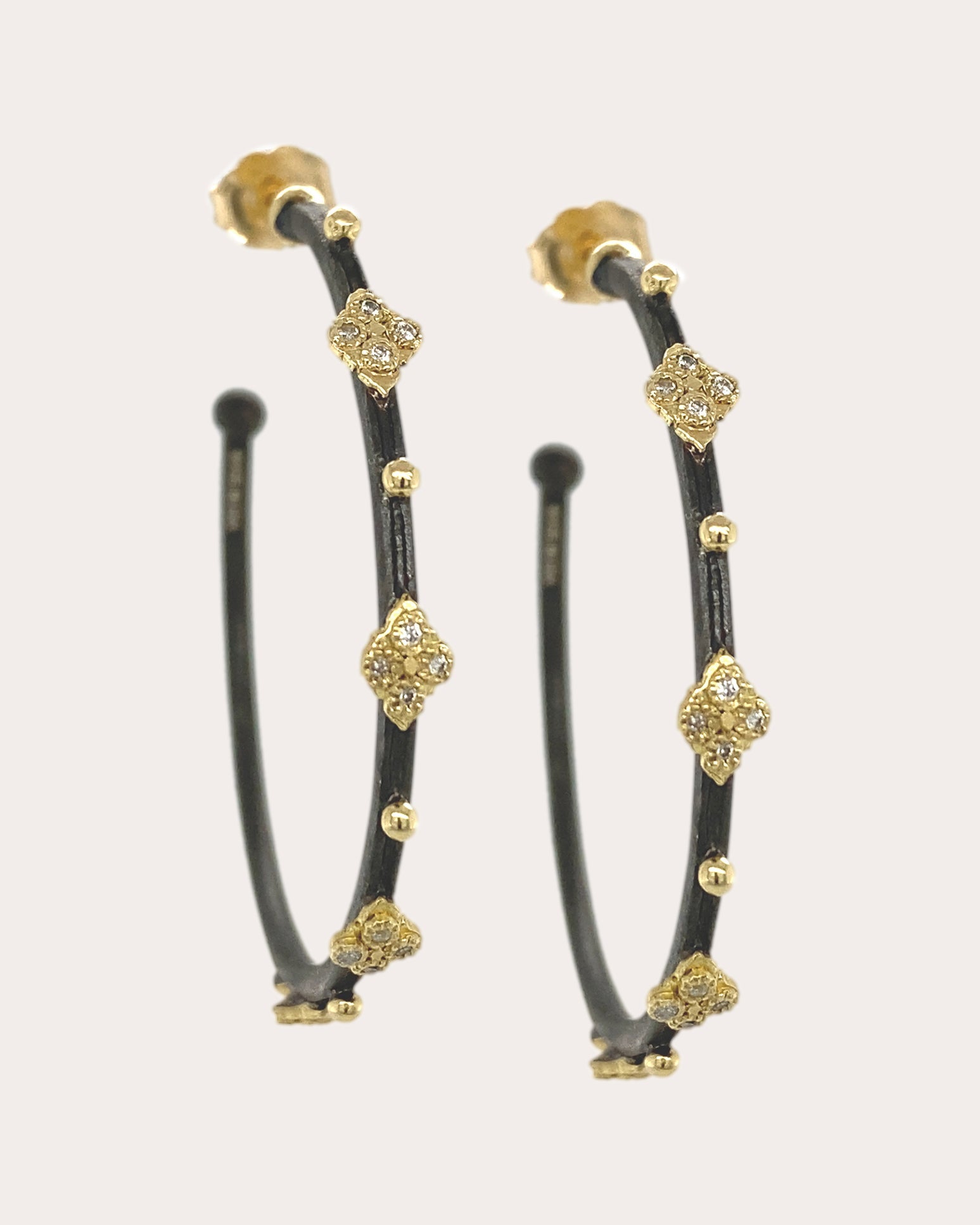 Diamond & Blackened Two-Tone Crivelli Hoop Earrings