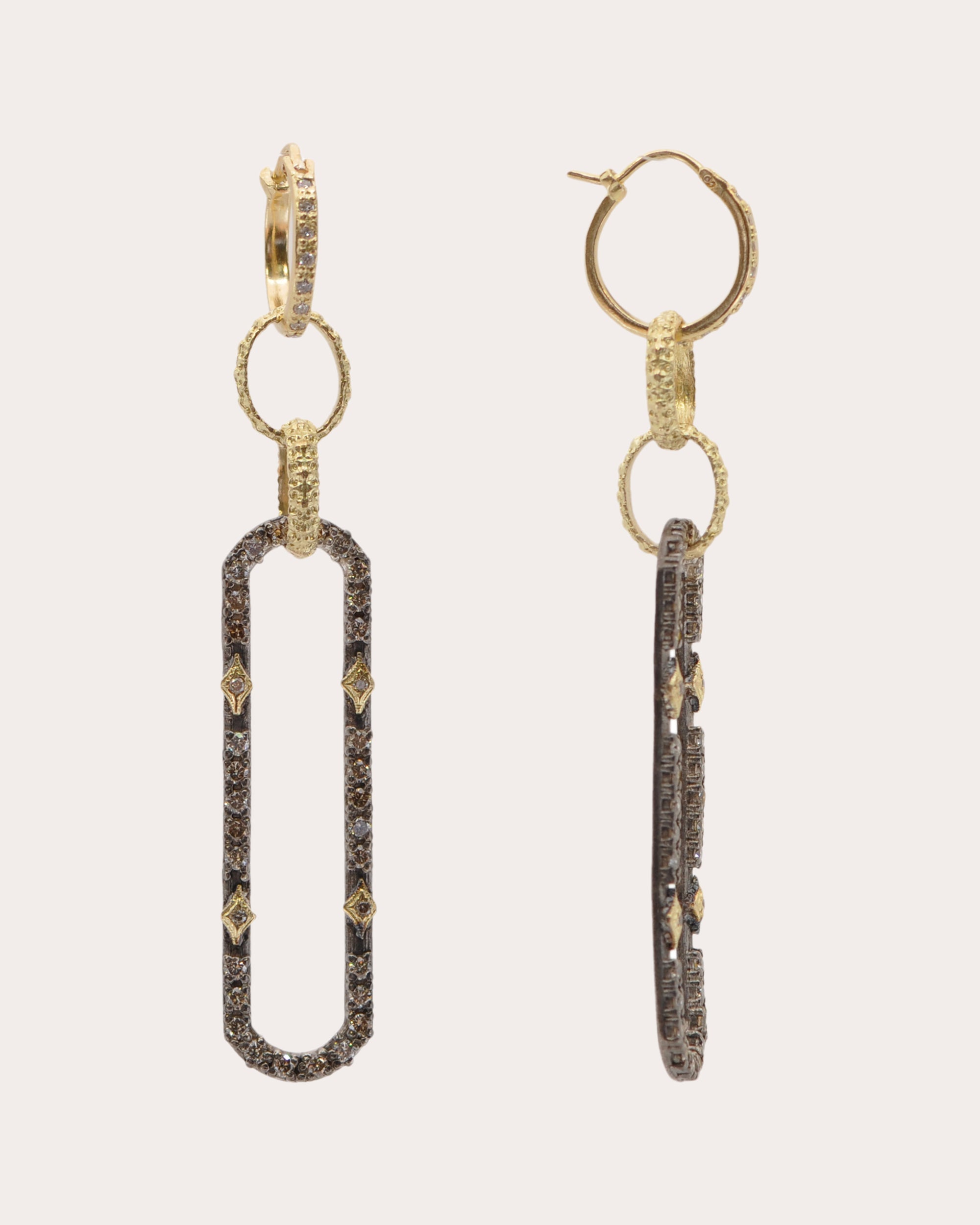 Diamond & Blackened Two-Tone Drop Earrings