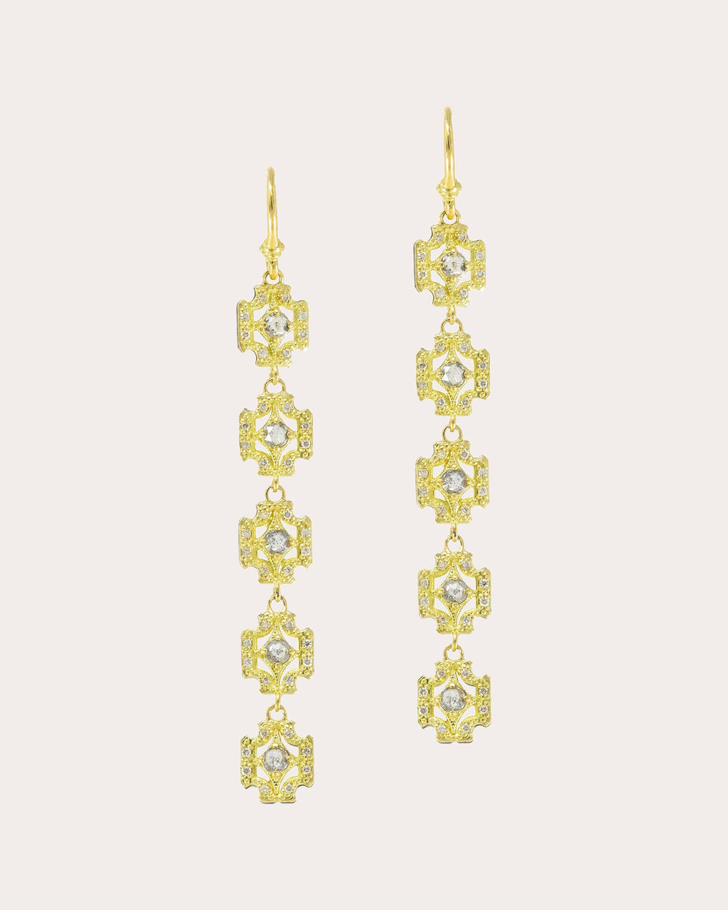 Diamond & 18k Gold Cross Crivelli Drop Earrings