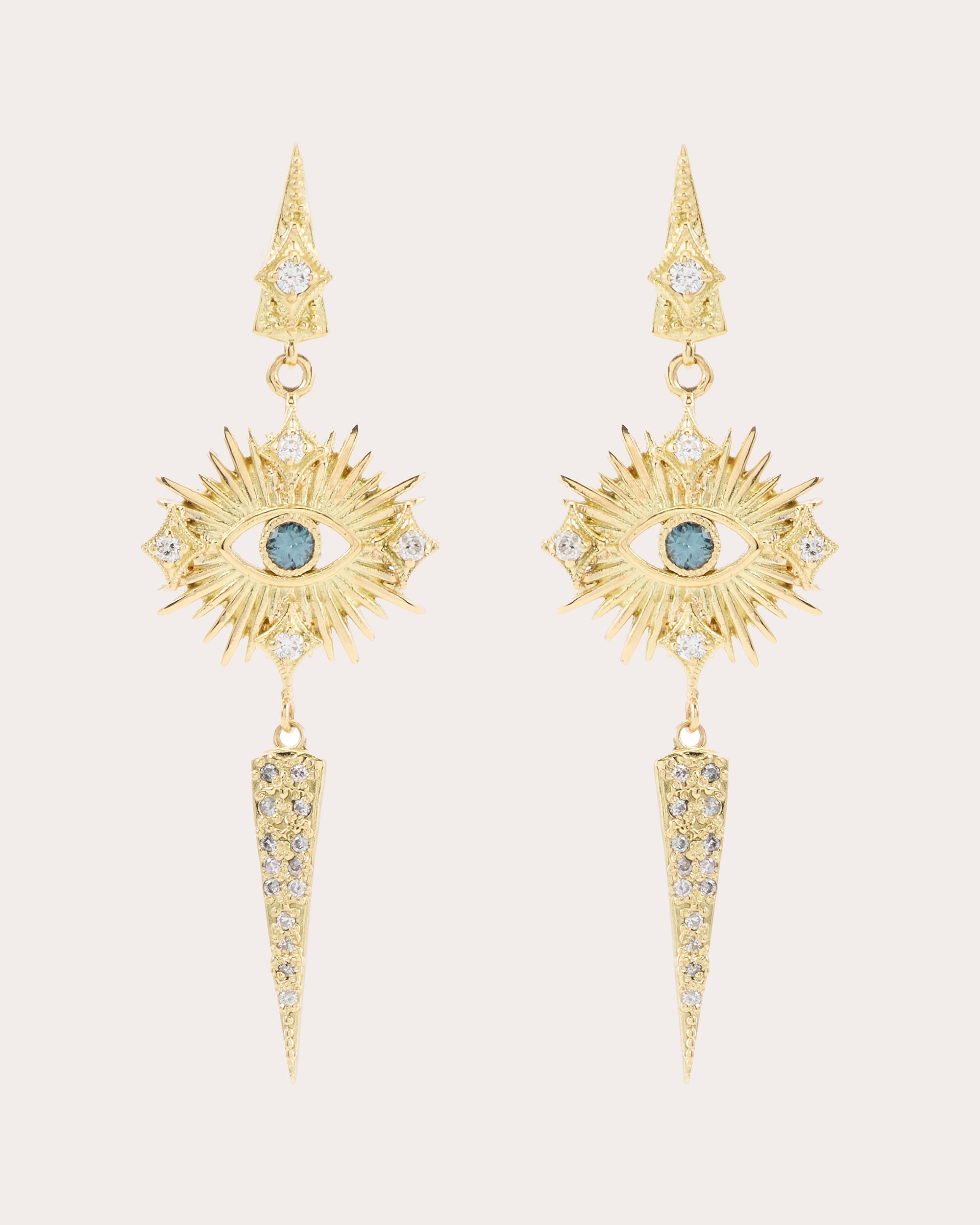 Diamond & Spinel 18k Gold Evil Eye Drop Earrings