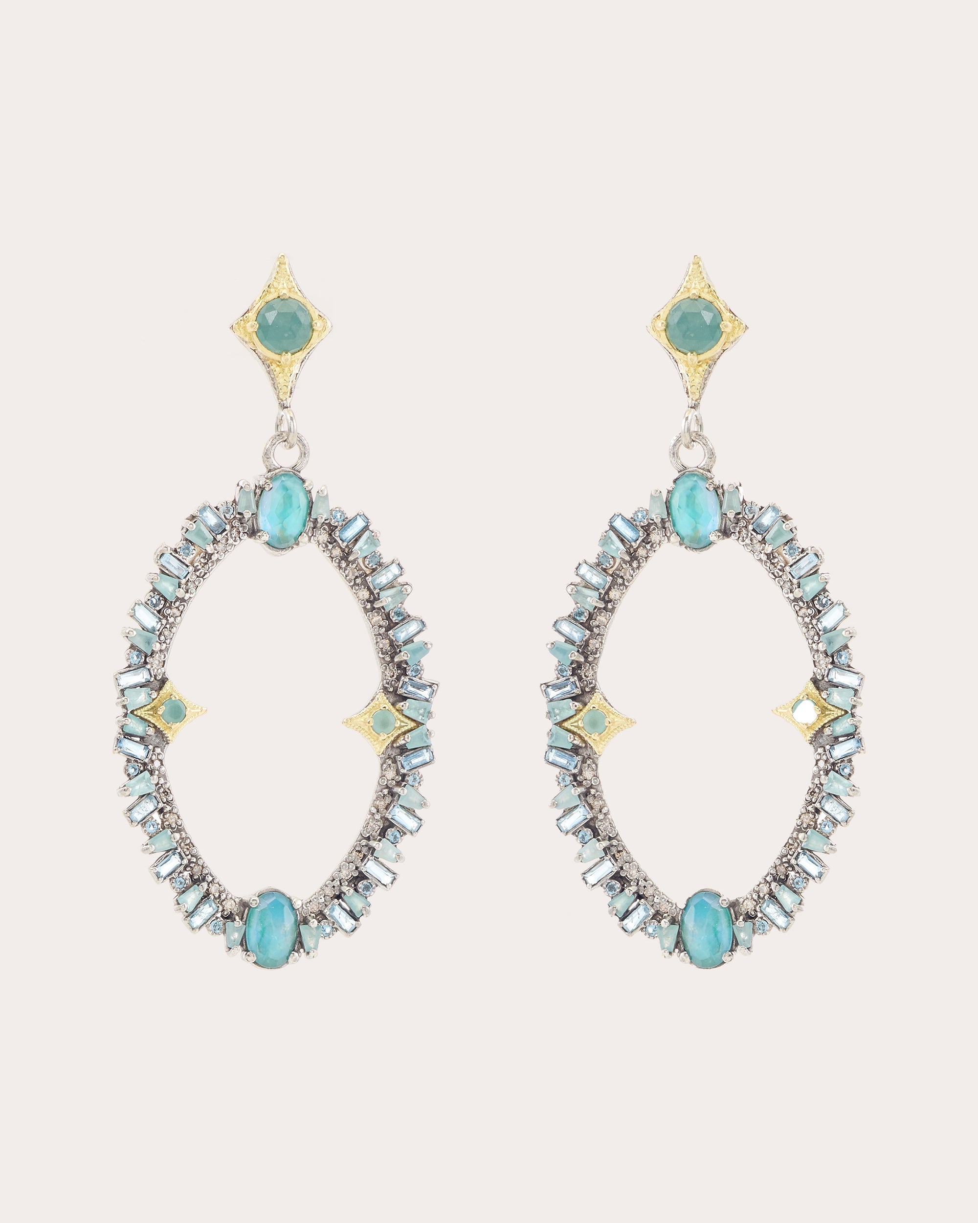 Topaz & Aquamarine Two-Tone Crivelli Drop Earrings