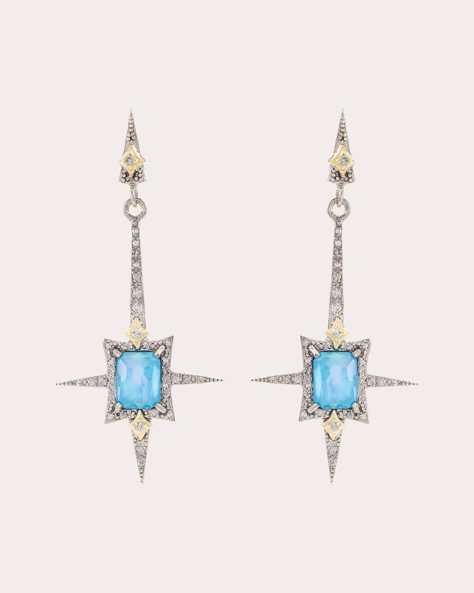 Opal & Diamond Two-Tone Spear Drop Earrings