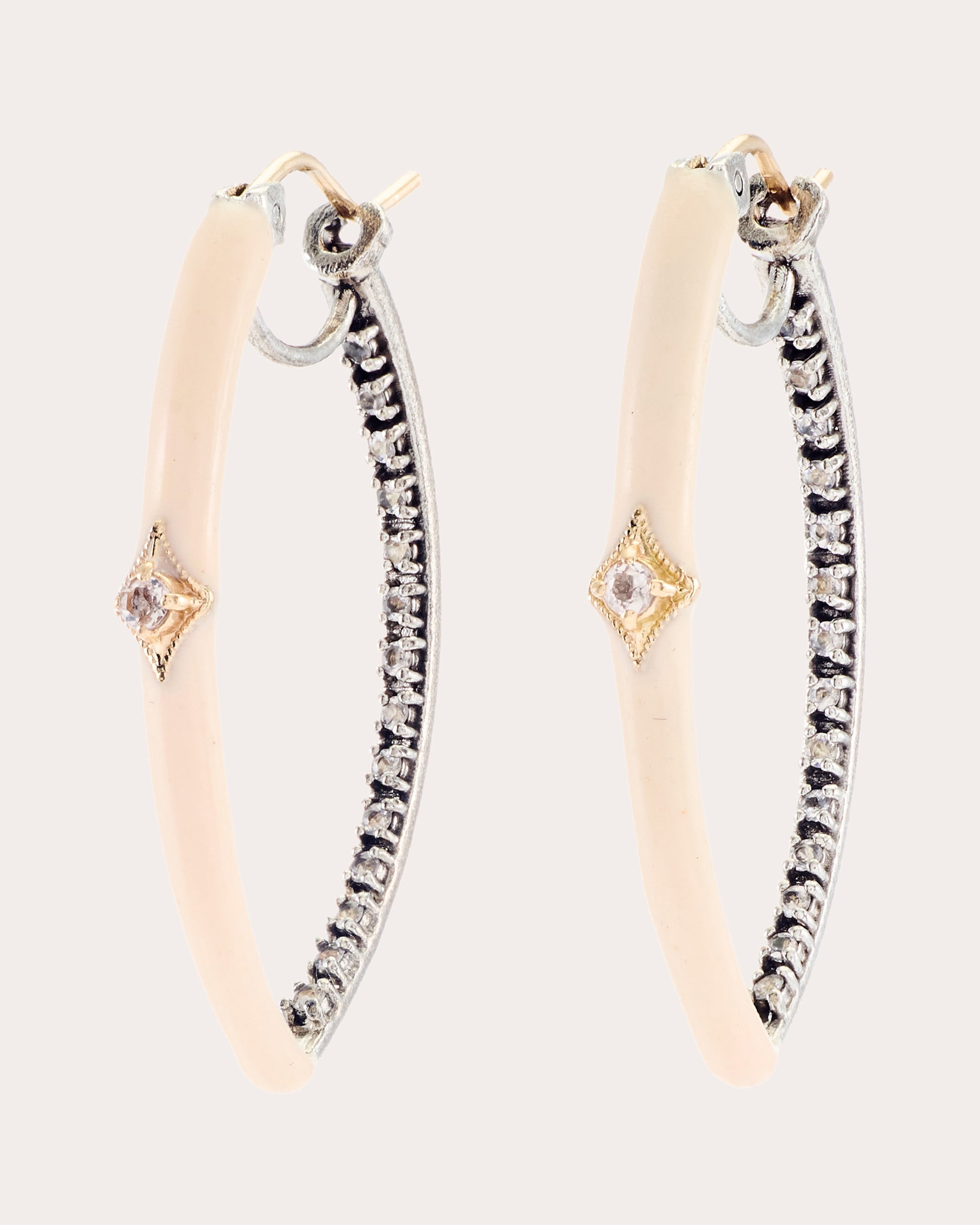 Morganite Two-Tone Small Star Hoop Earrings