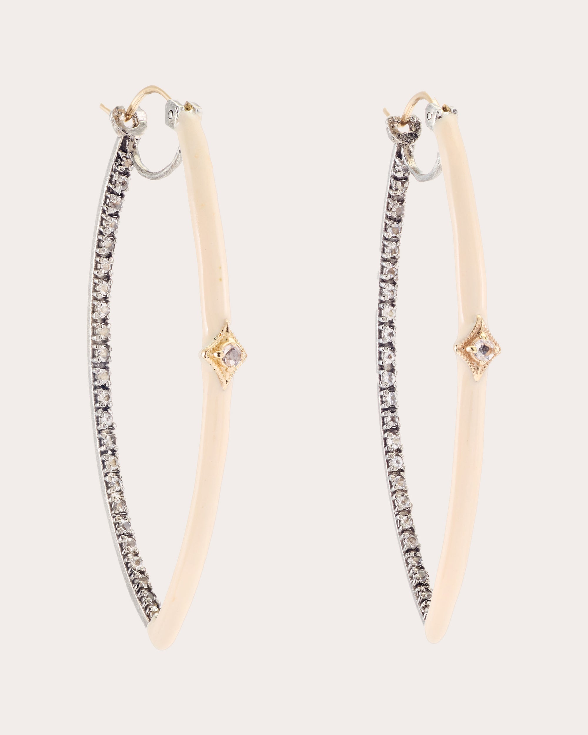 Morganite Two-Tone Large Star Hoop Earrings