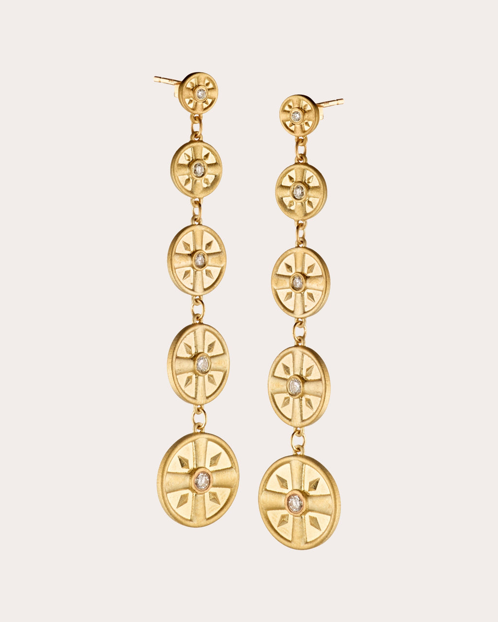 Eye of the Sun 14K Gold Diamond Earrings
