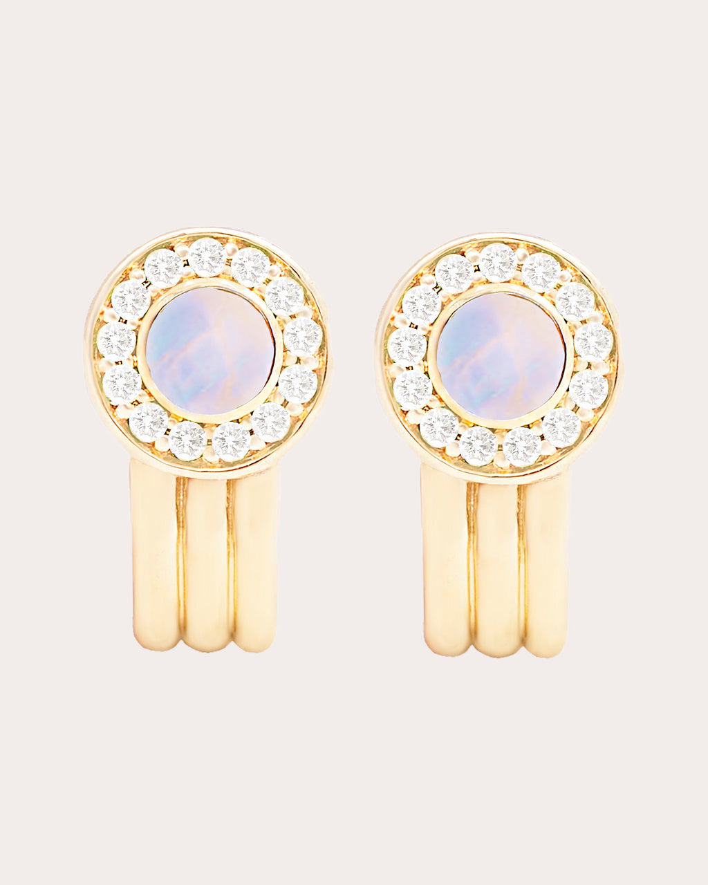 Diamond & Moonstone 14k Gold Found Hoop Earrings