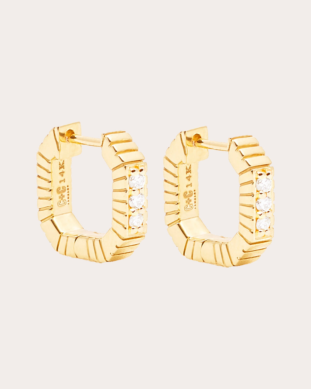 Diamond & 14k Gold Spark Octagon Hoop Earrings