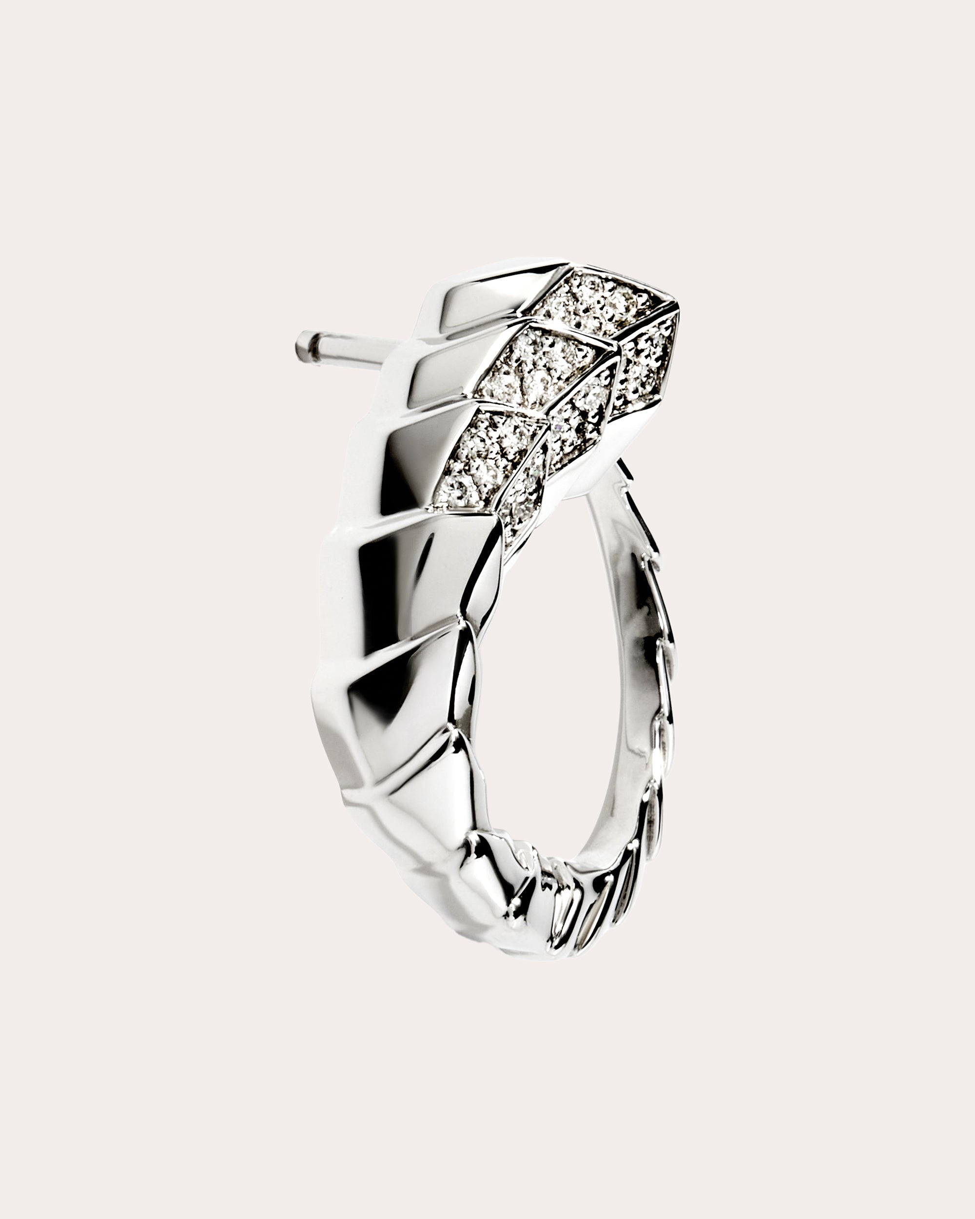 Stairway Rhodium-Plated Sterling Silver Diamond Single Earring