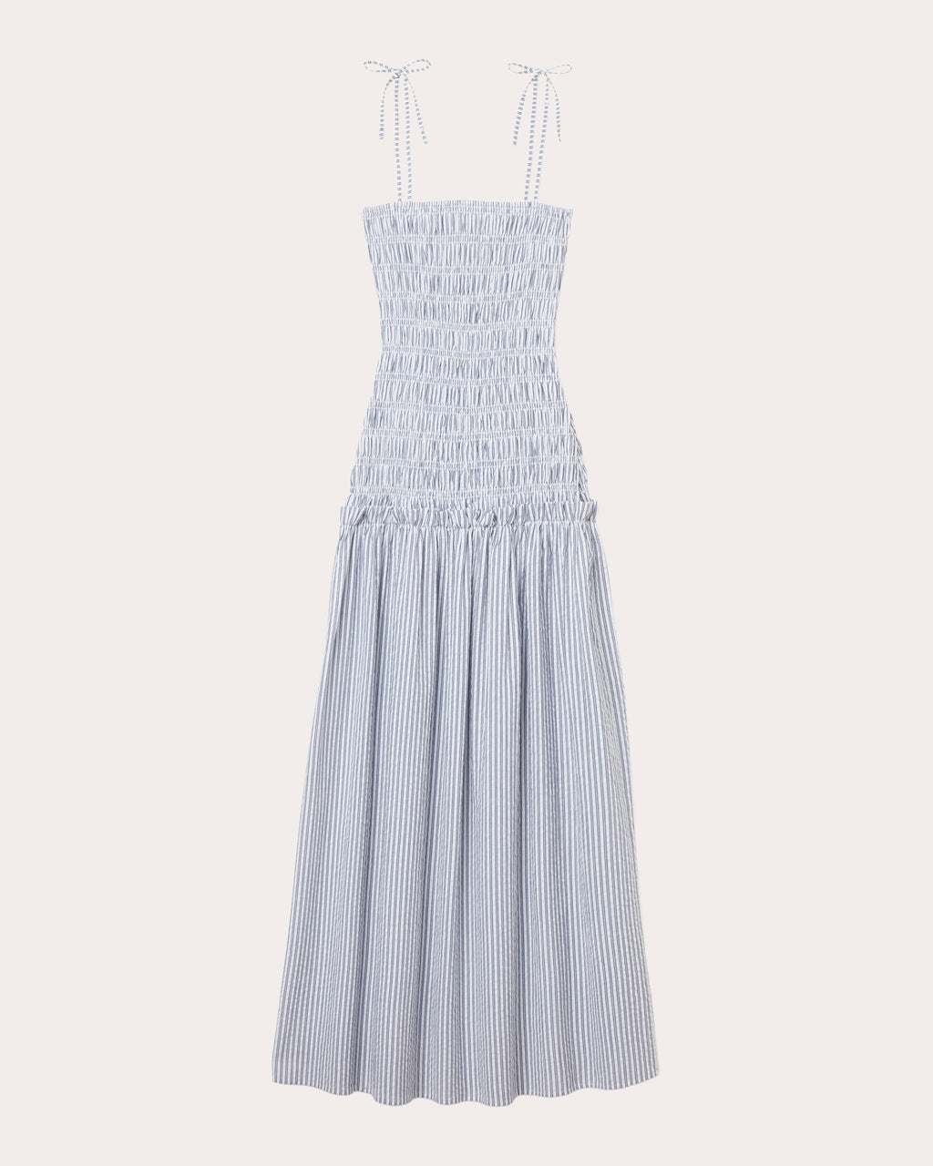 Eddy Smocked Stripe Drop-Waist Maxi Dress