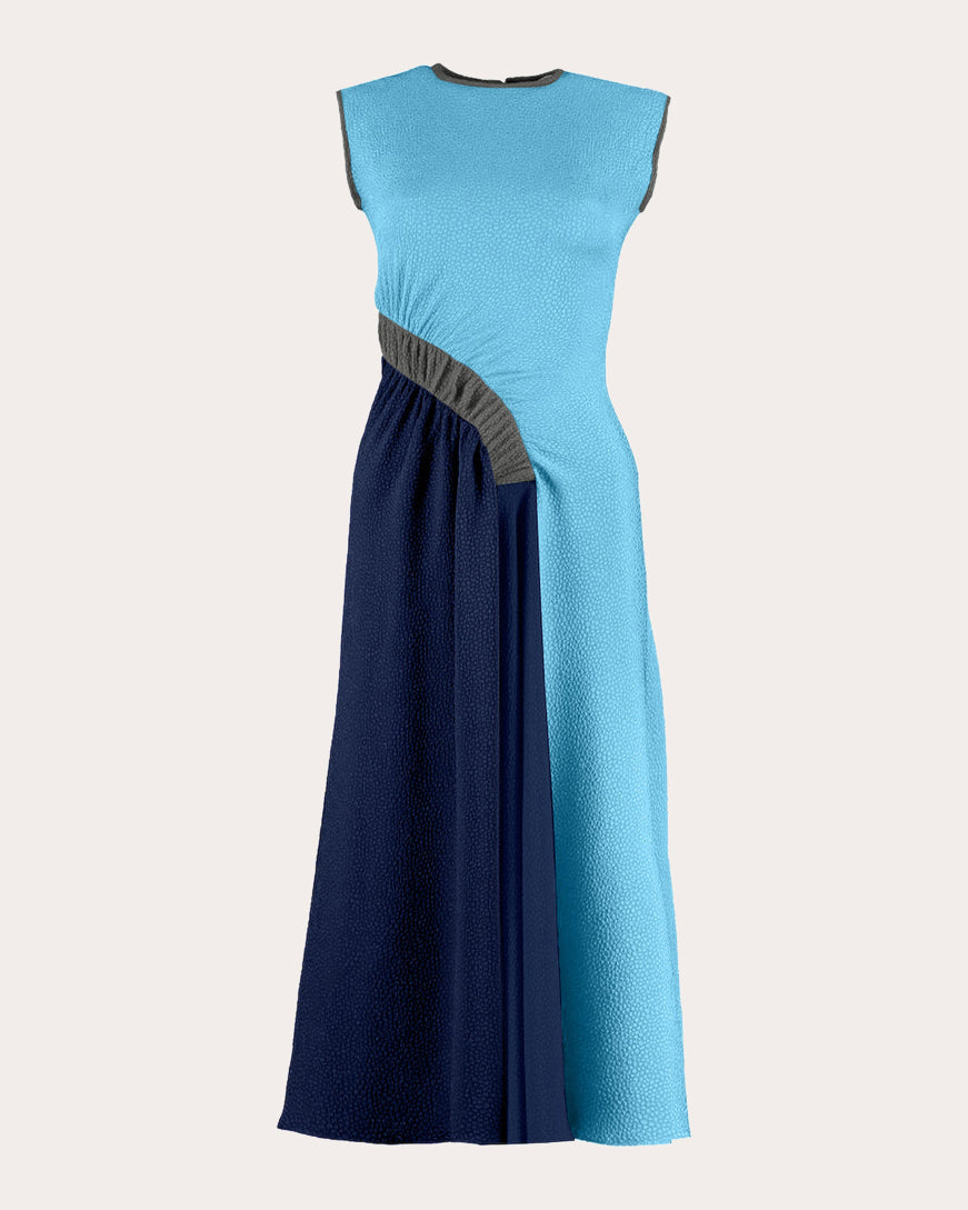 Pina Jacquard Ruched Drape Midi Dress