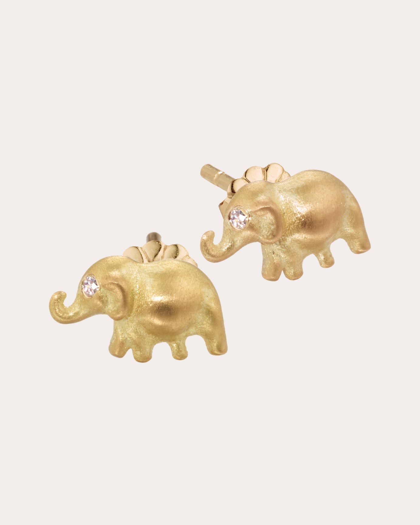 Diamond & 18k Gold Elephant Stud Earrings