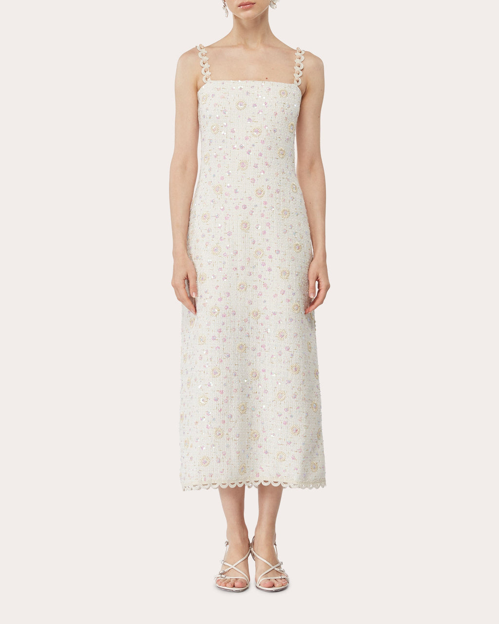Elise Sequin Tweed Maxi Dress