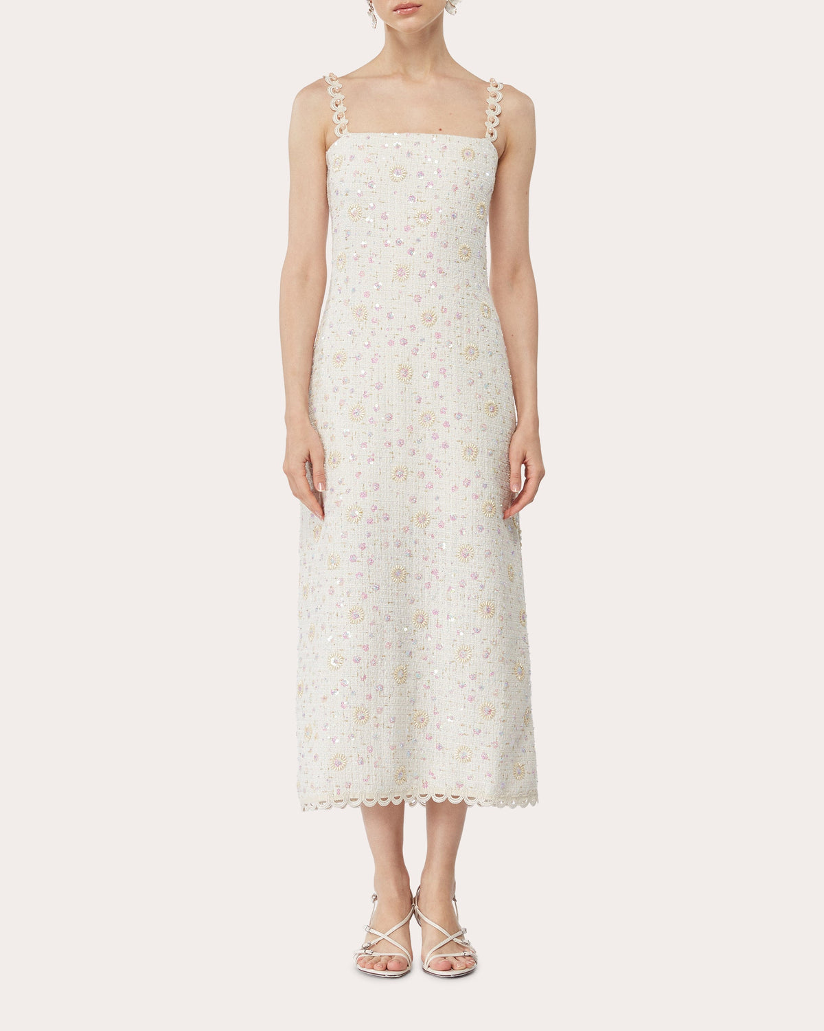 Elise Sequin Tweed Maxi Dress