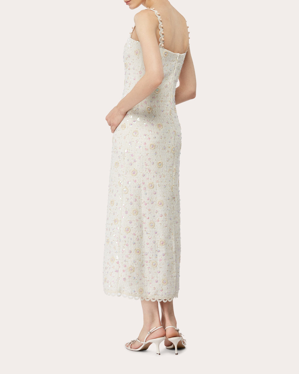 Elise Sequin Tweed Maxi Dress
