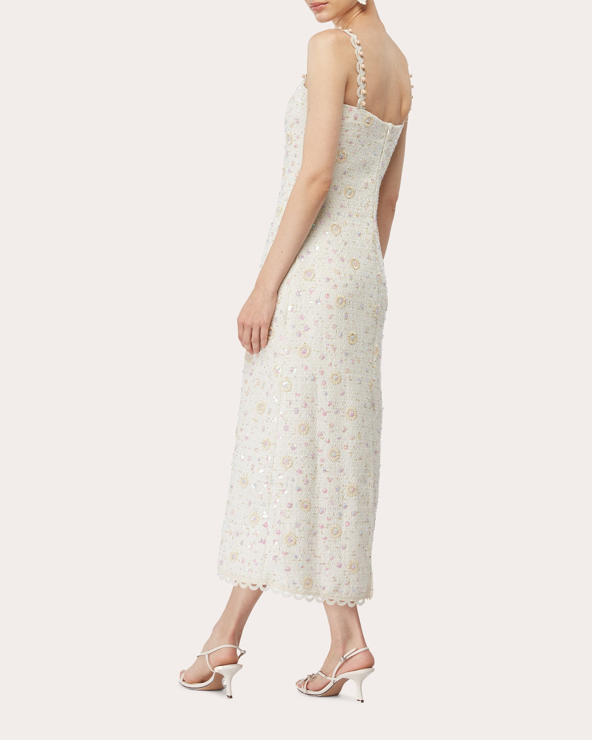 Elise Sequin Tweed Maxi Dress