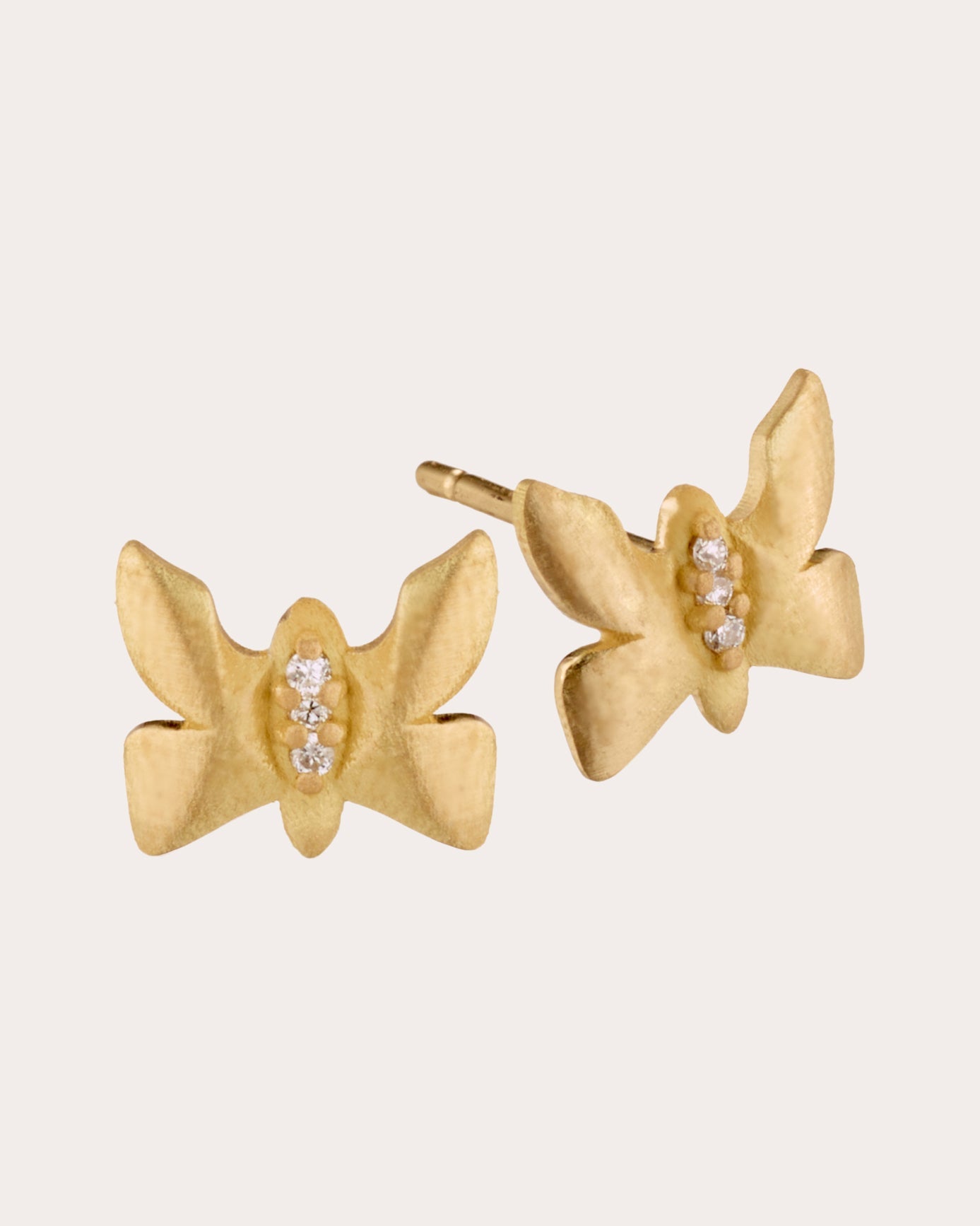 Diamond & 18k Gold Butterfly Stud Earrings