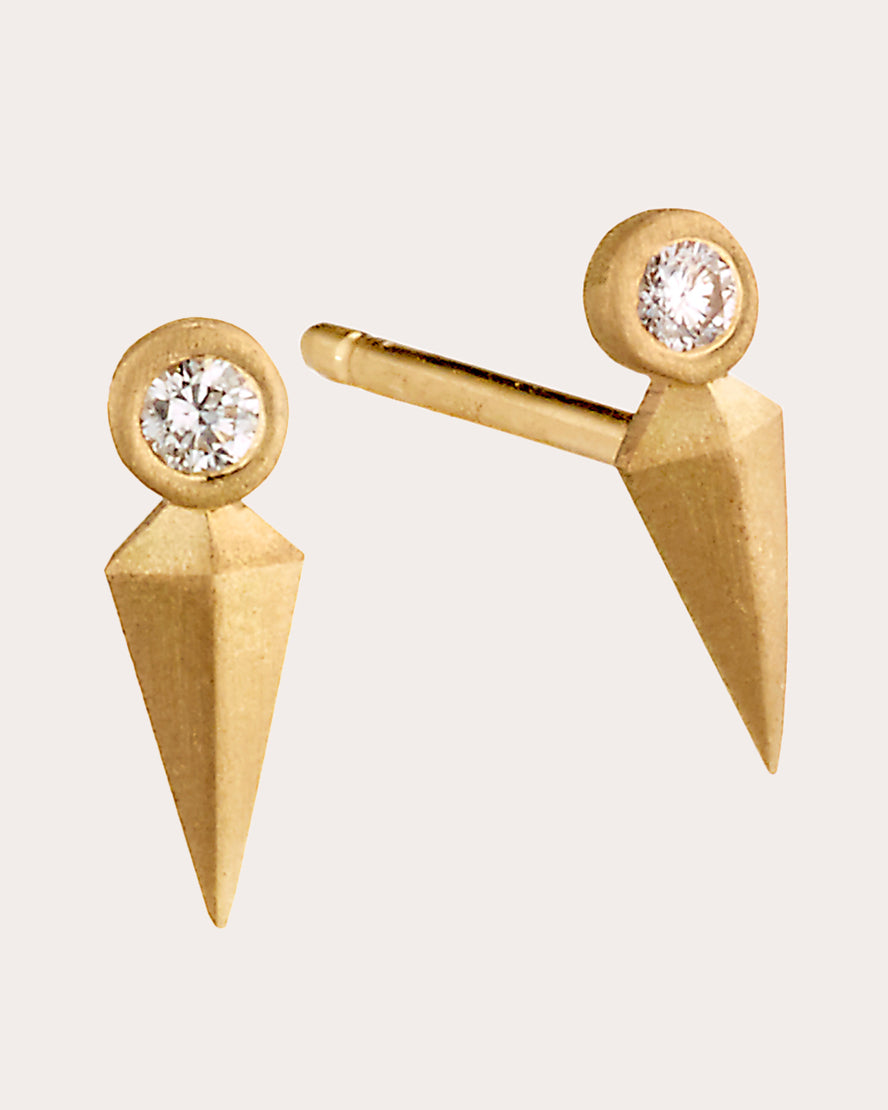 Dagger 18K Gold Diamond Stud Earrings