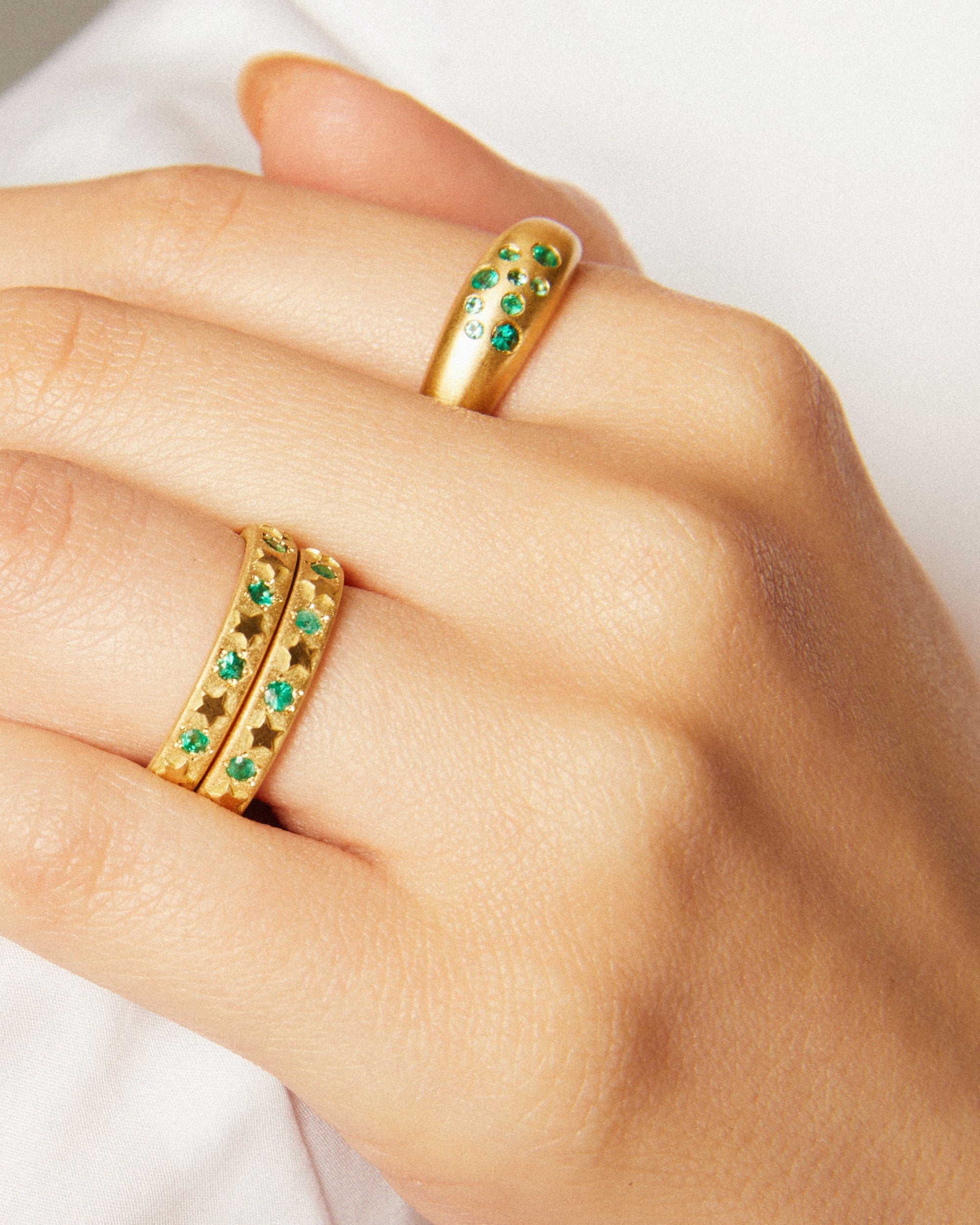 Emerald & 18k Gold Fairy Dust Ring