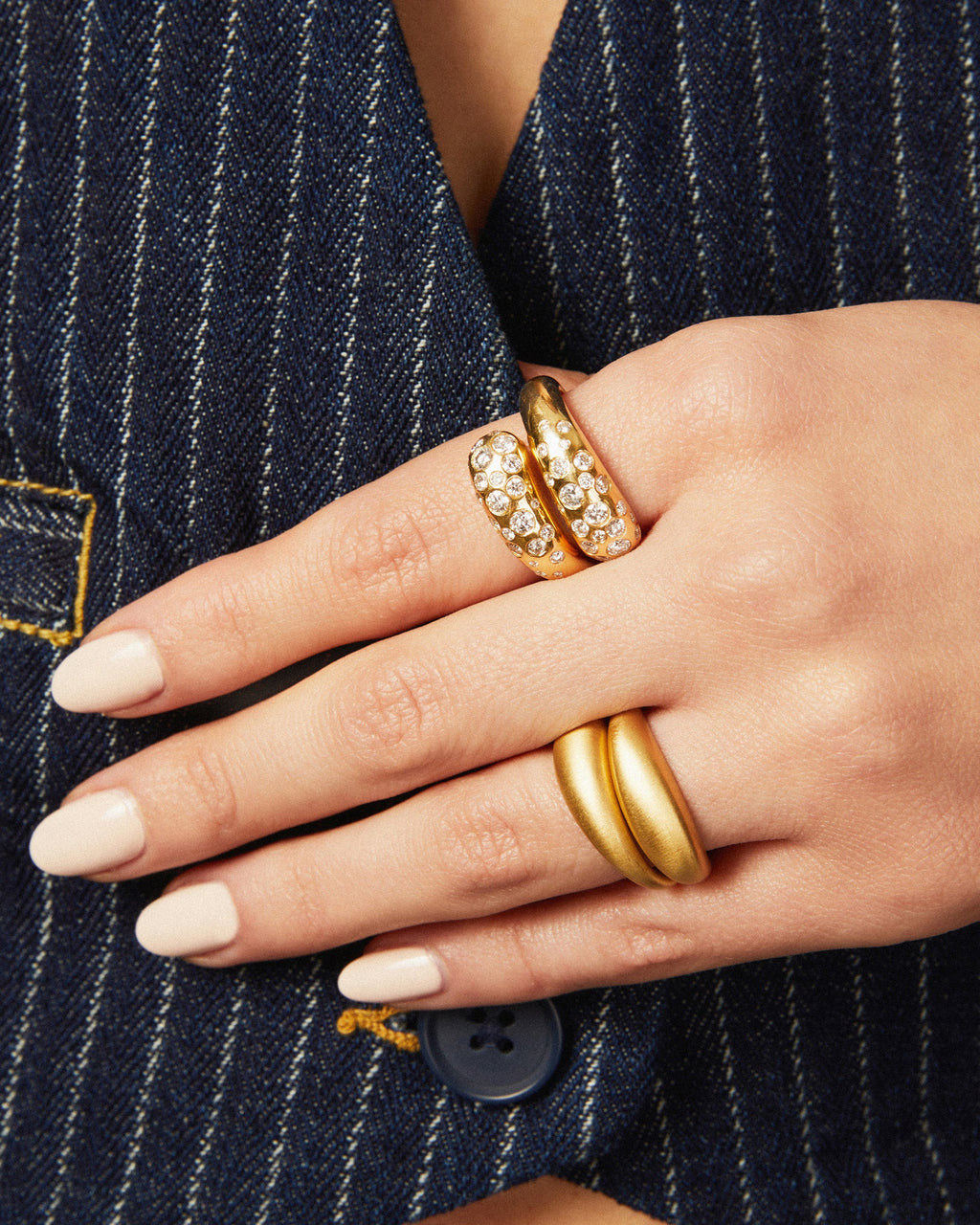 Diamond & 18k Gold Fairy Dust Bypass Ring