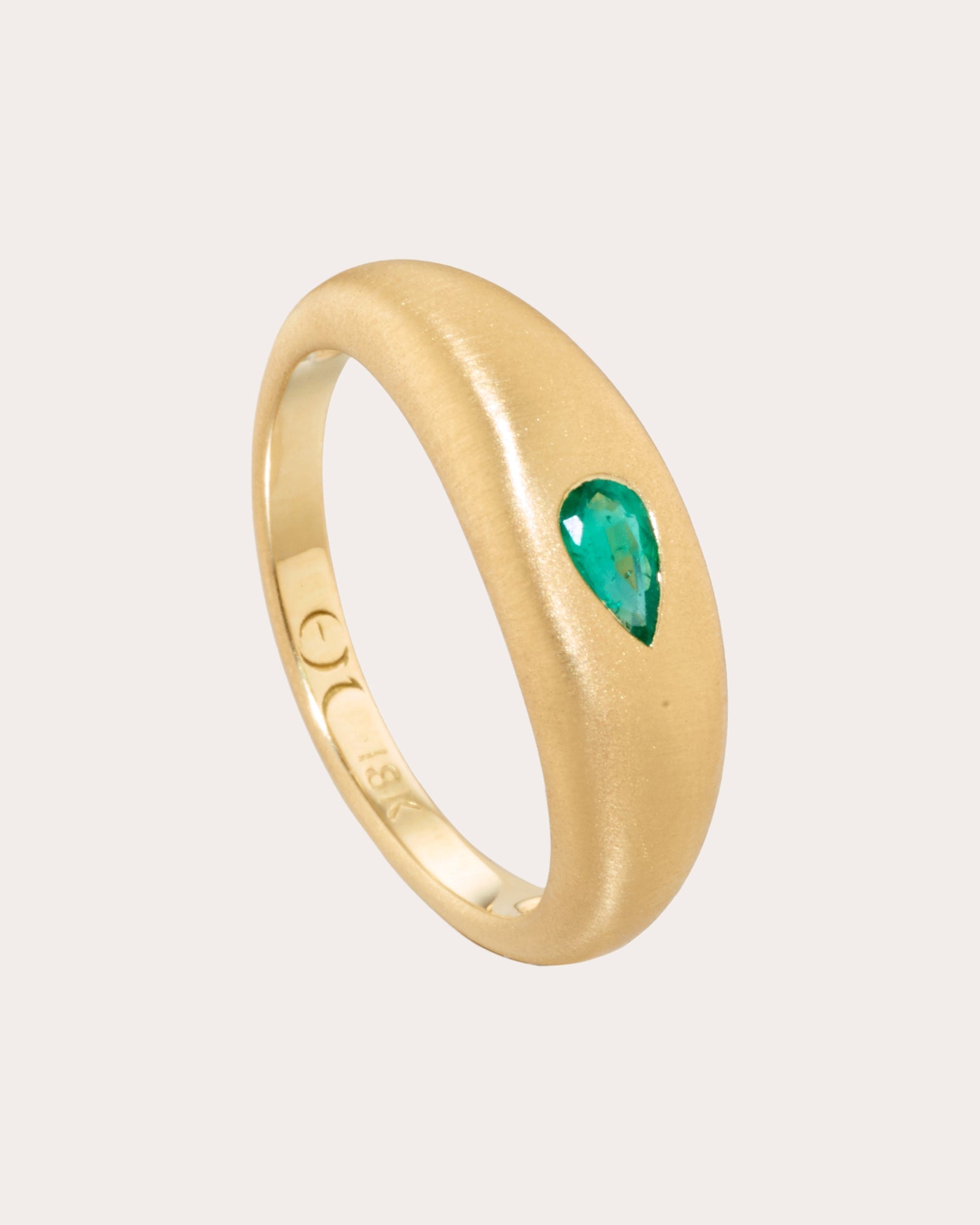 Emerald & 18k Gold Fairy Dust Teardrop Ring