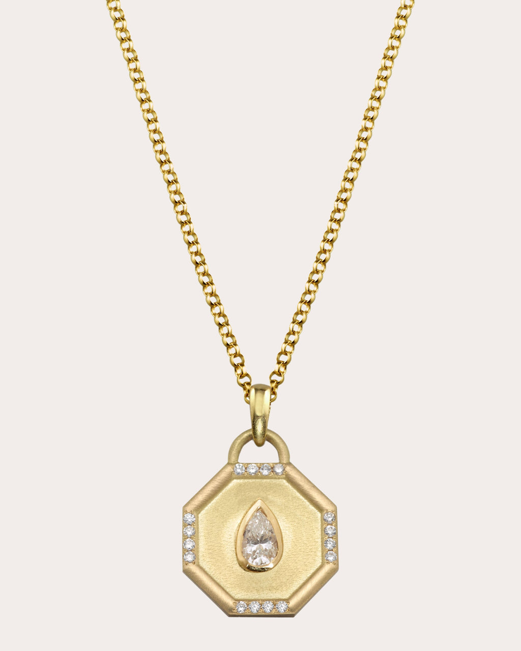 Diamond & 18k Gold Fairy Dust Pear Pendant Necklace