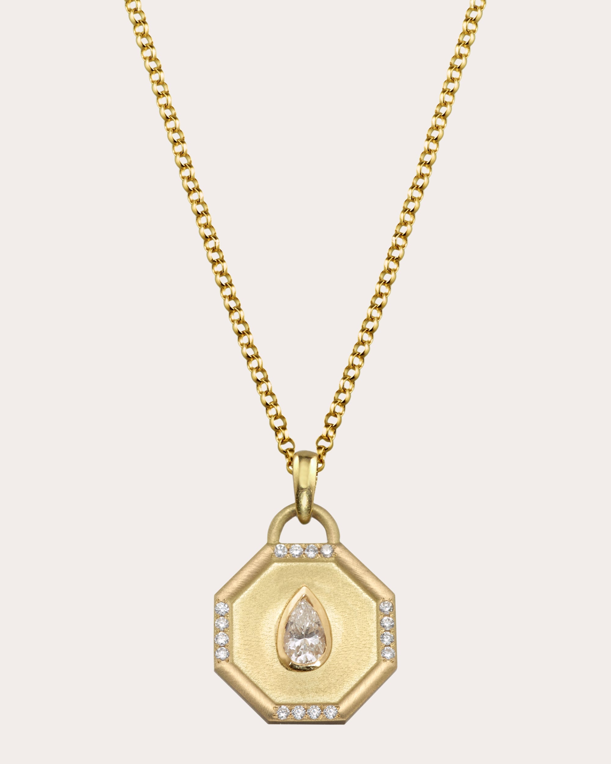 Diamond & 18k Gold Fairy Dust Pear Pendant Necklace