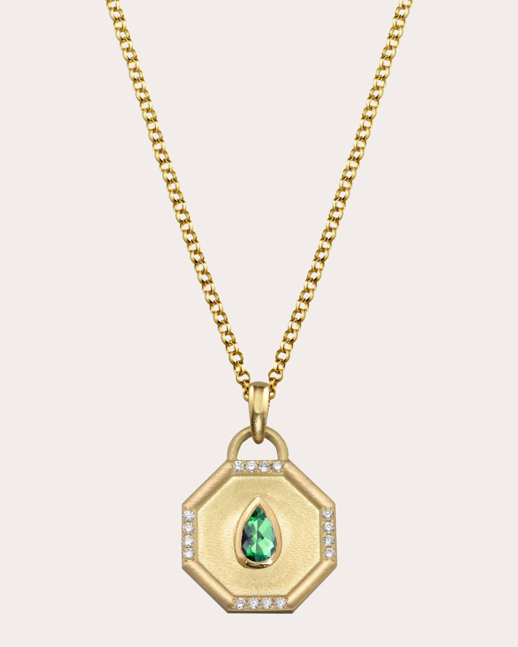 Fairy Dust 18K Gold Emerald and Diamond Pendant Necklace