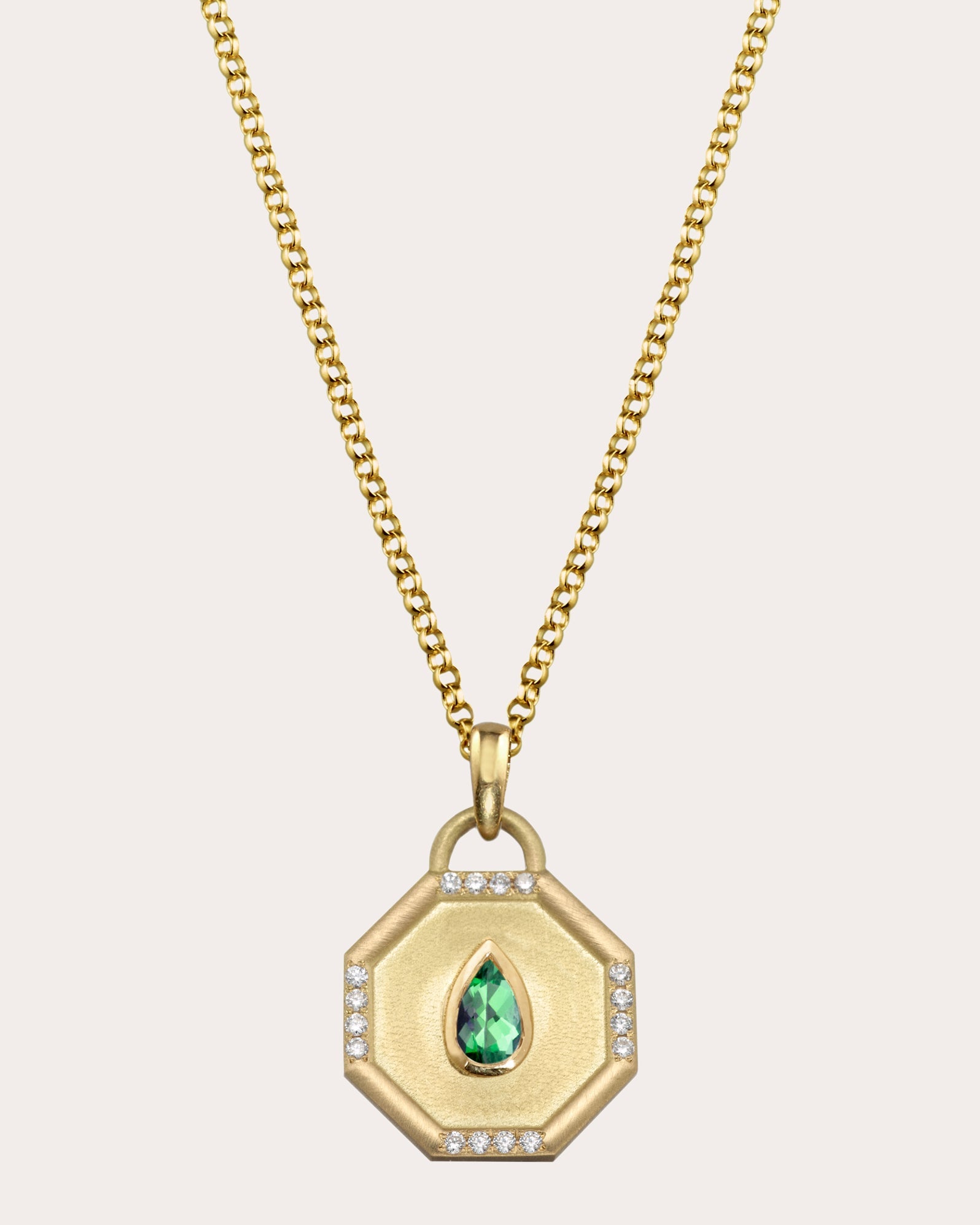 Fairy Dust 18K Gold Emerald and Diamond Pendant Necklace