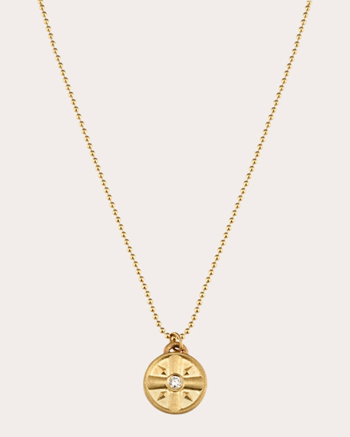 Diamond & 14k Gold Mini Eye of the Sun Pendant Necklace