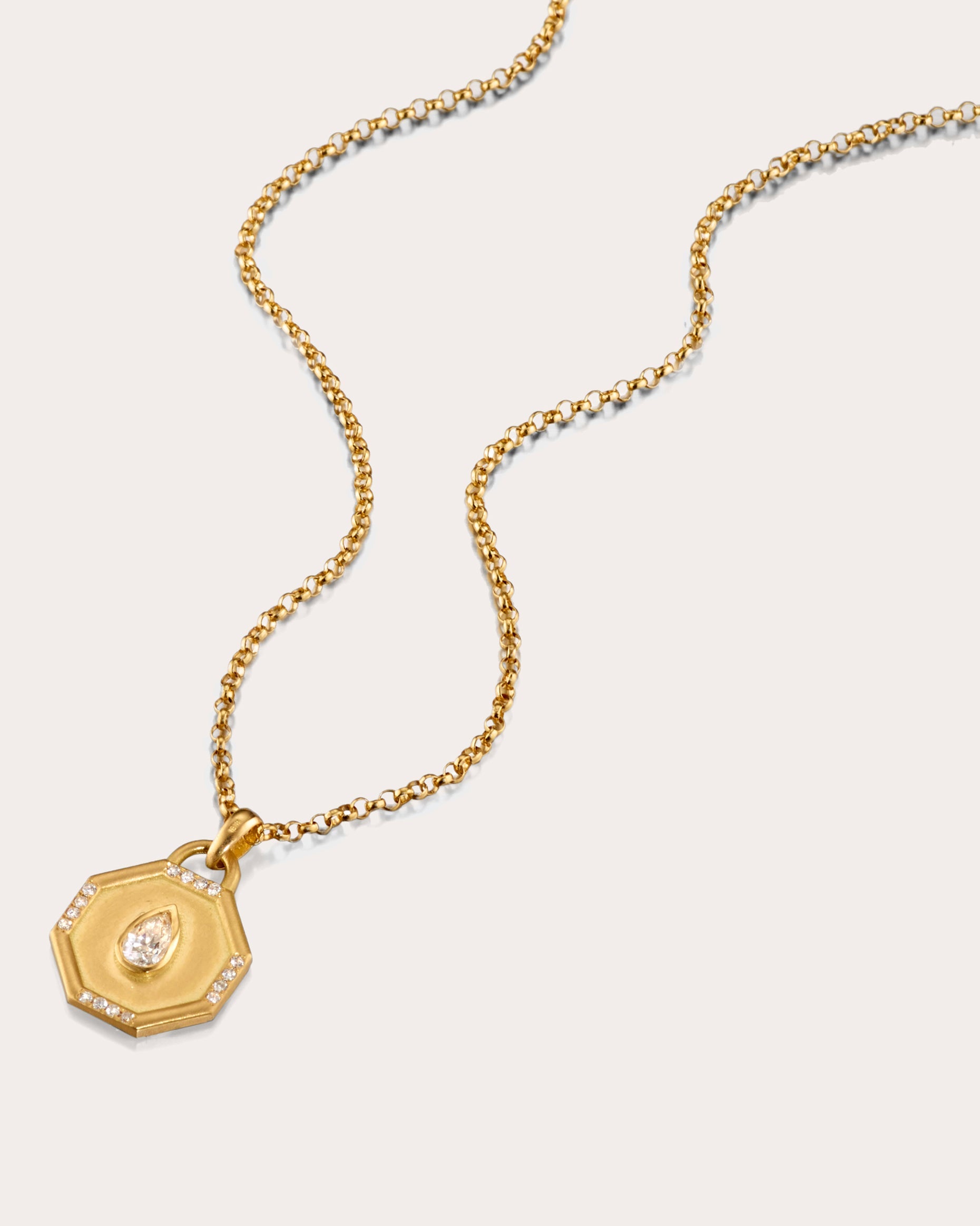 Diamond & 18k Gold Fairy Dust Pear Pendant Necklace