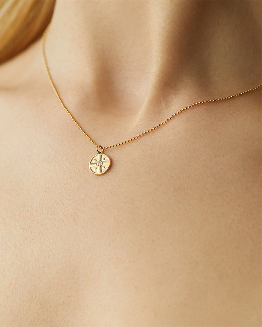 Diamond & 14k Gold Mini Eye of the Sun Pendant Necklace
