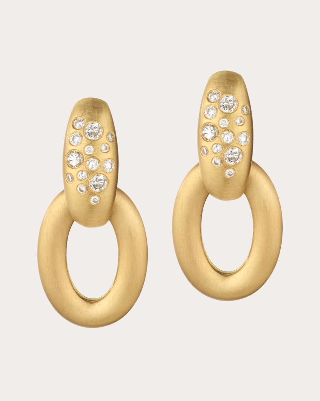 Diamond & 18k Gold Shield Drop Earrings