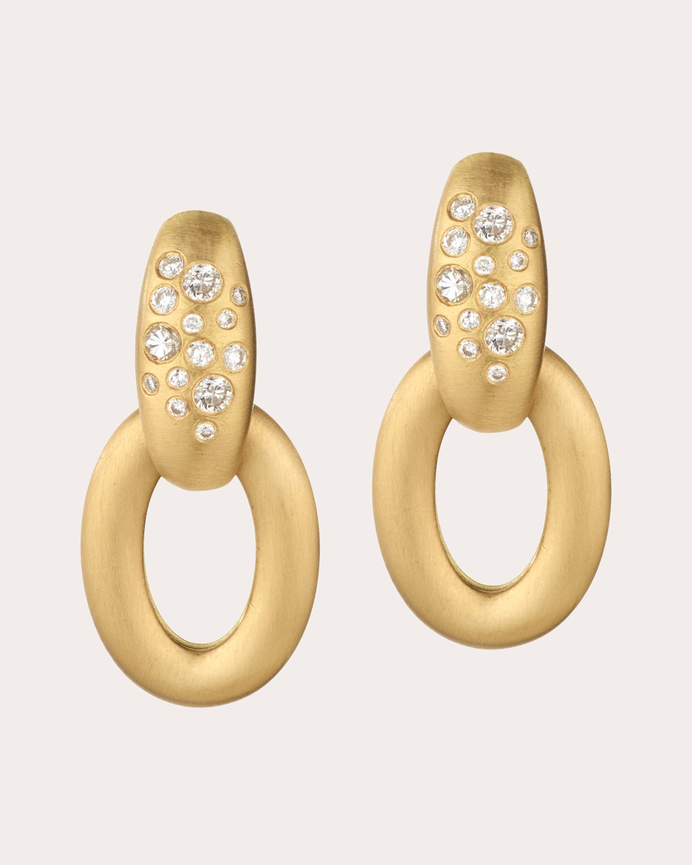 Diamond & 18k Gold Shield Drop Earrings