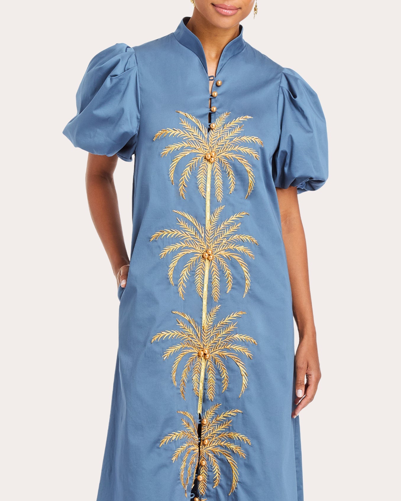 Elliana Embroidered Cotton Poplin Midi Dress