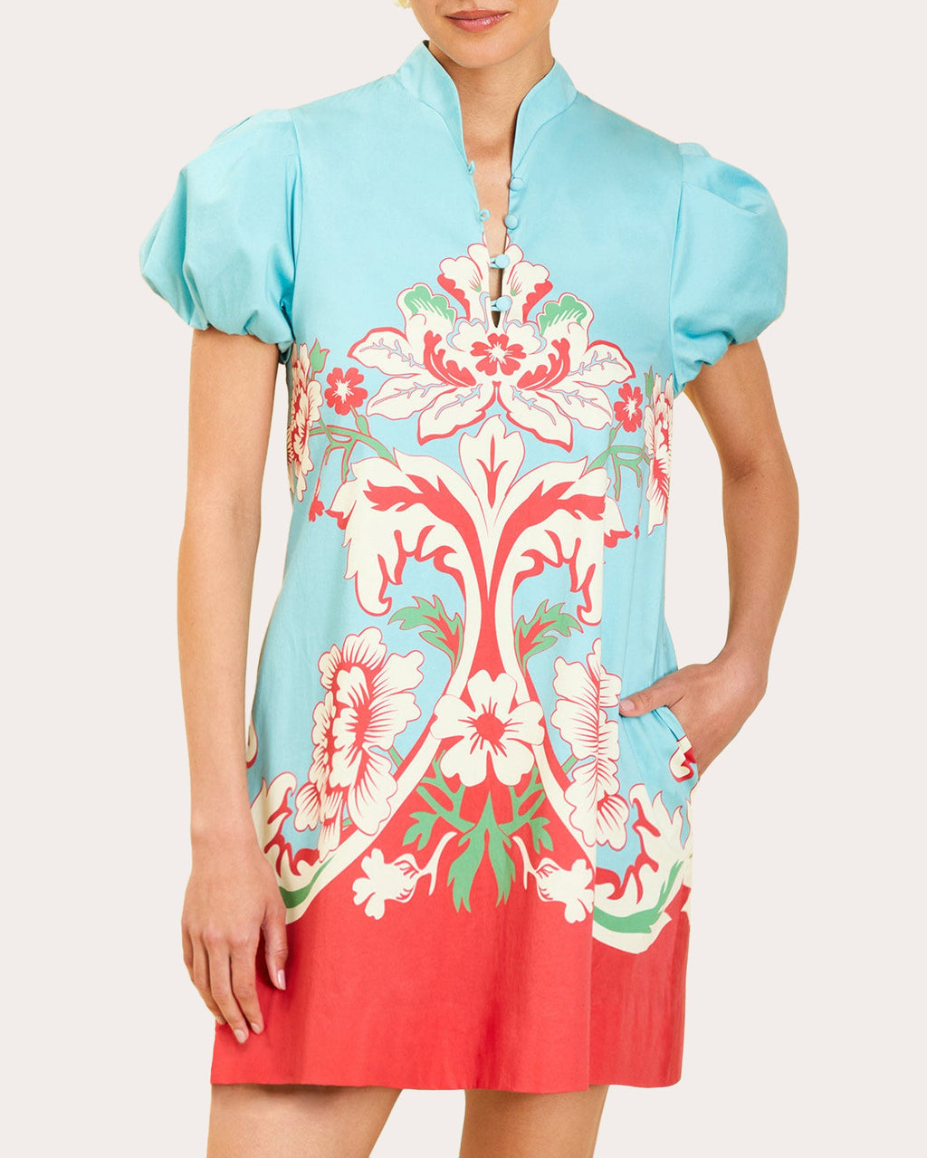 Elliana Floral Poplin Barong Mini Dress