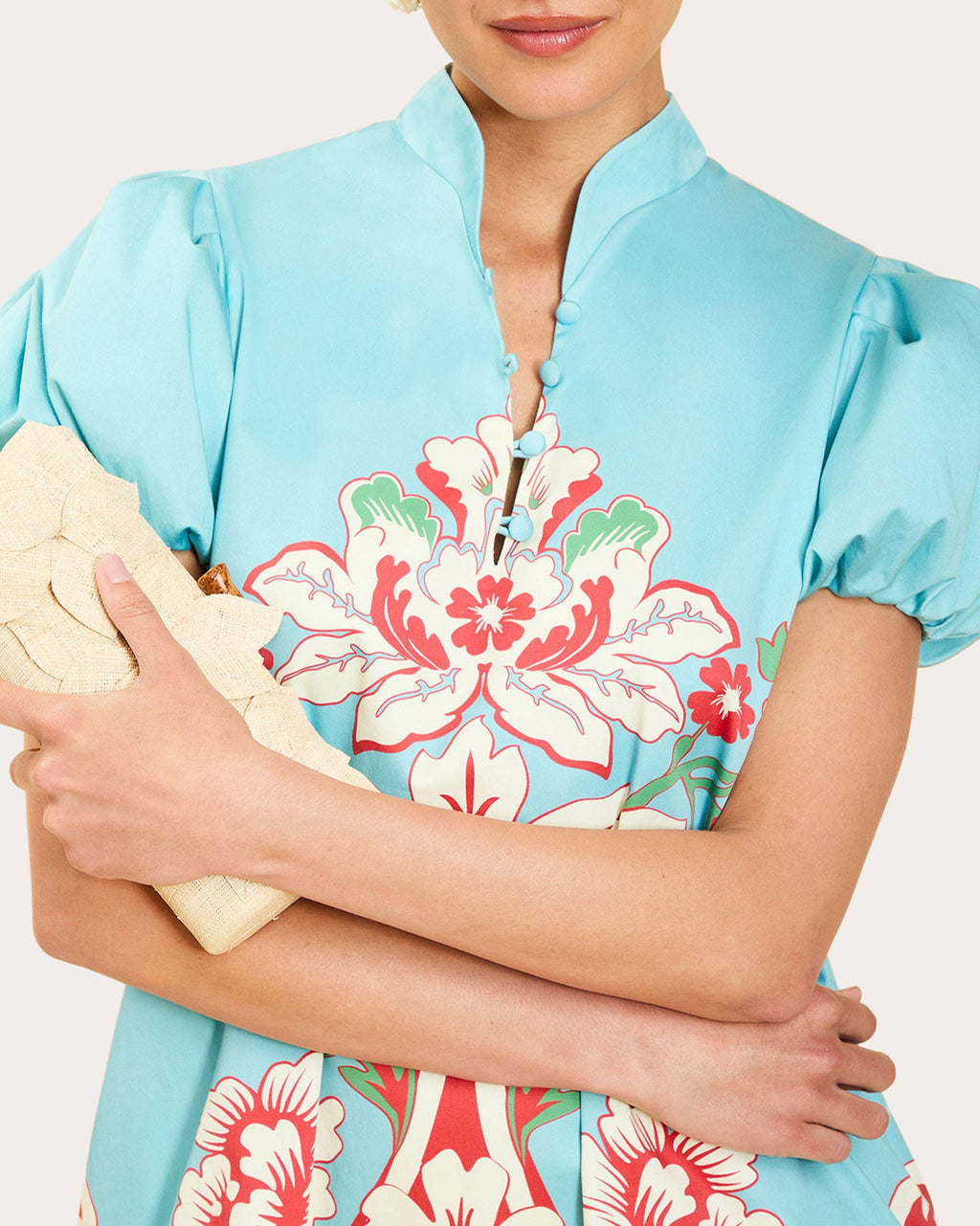 Elliana Floral Poplin Barong Mini Dress
