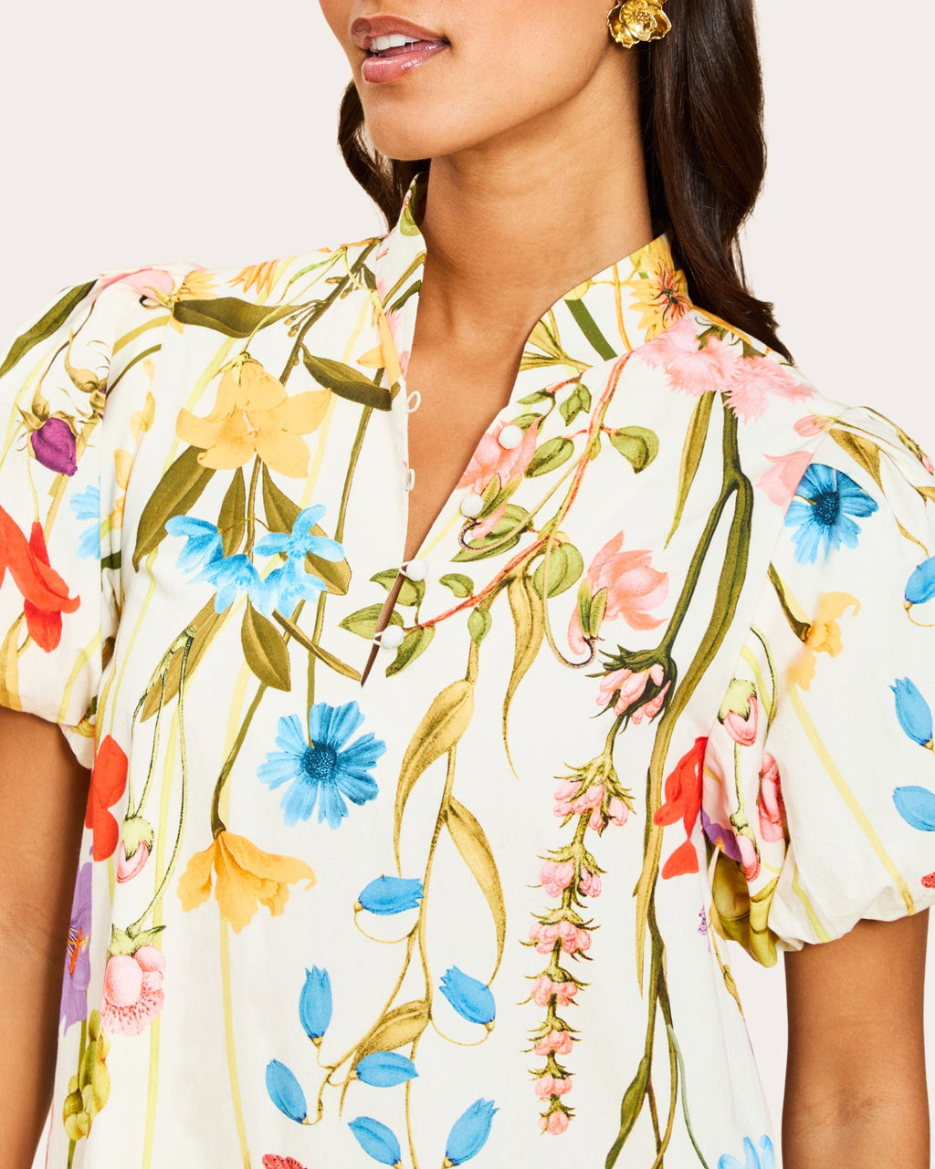 Elliana Floral Poplin Barong Mini Dress