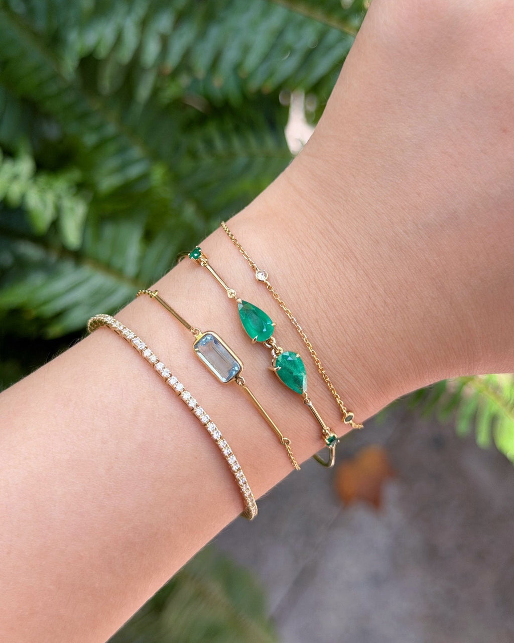 Emerald & 18k Gold Dewdrop Duo Bracelet