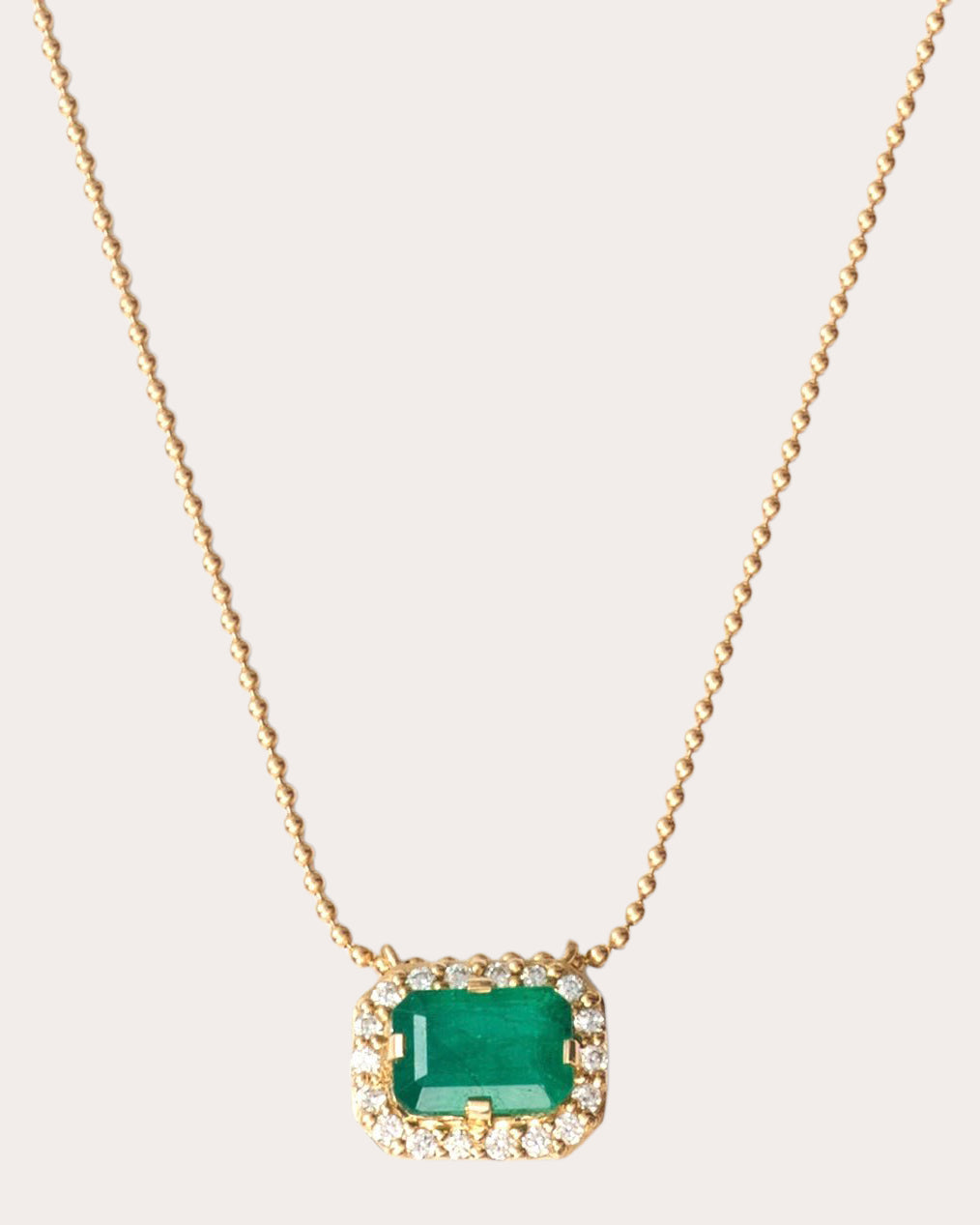 Emerald & Diamond Frame Pendant Necklace