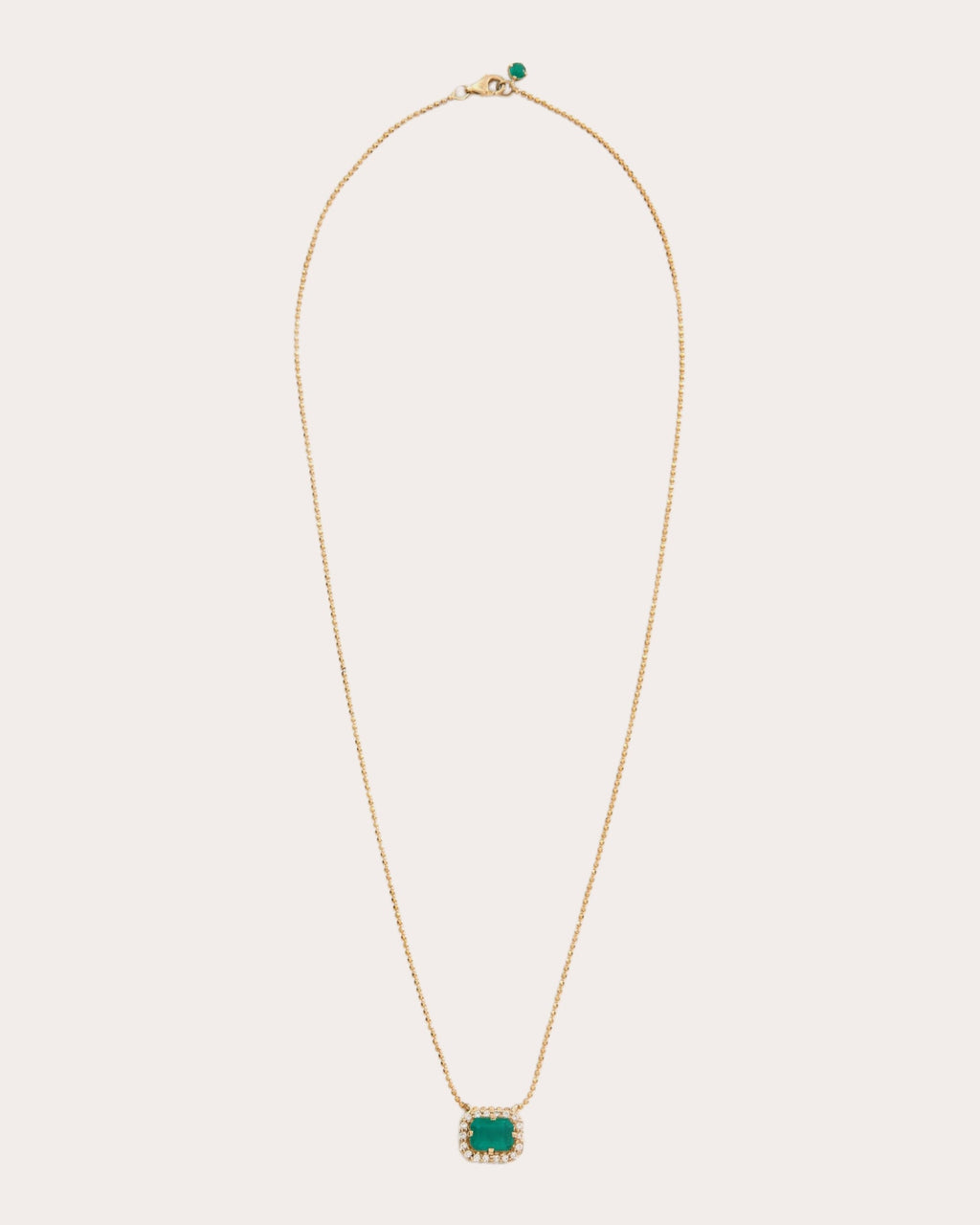 Emerald & Diamond Frame Pendant Necklace