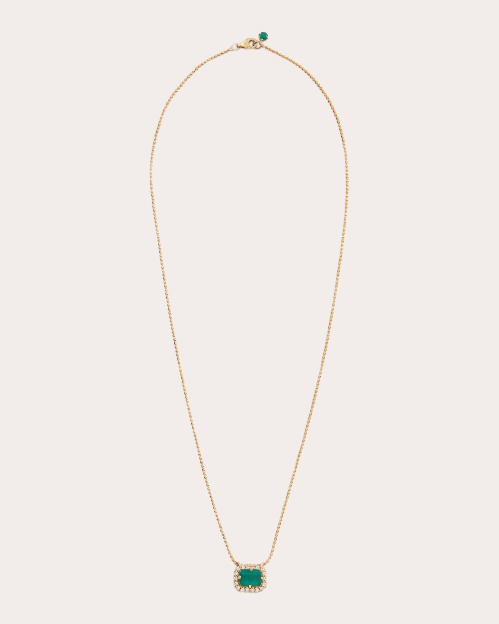 Emerald & Diamond Frame Pendant Necklace