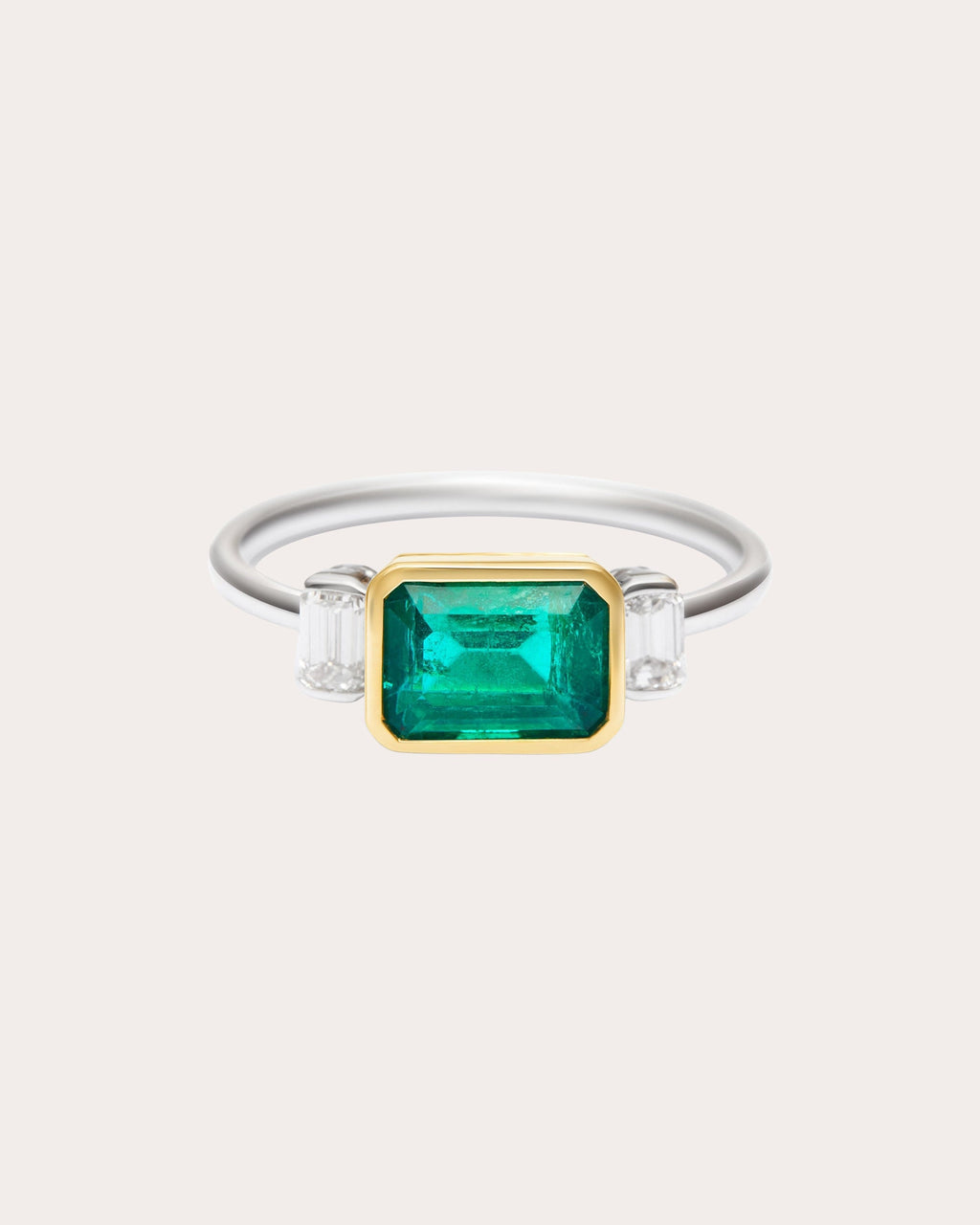 Emerald & Diamond Two-Tone Forever Ring