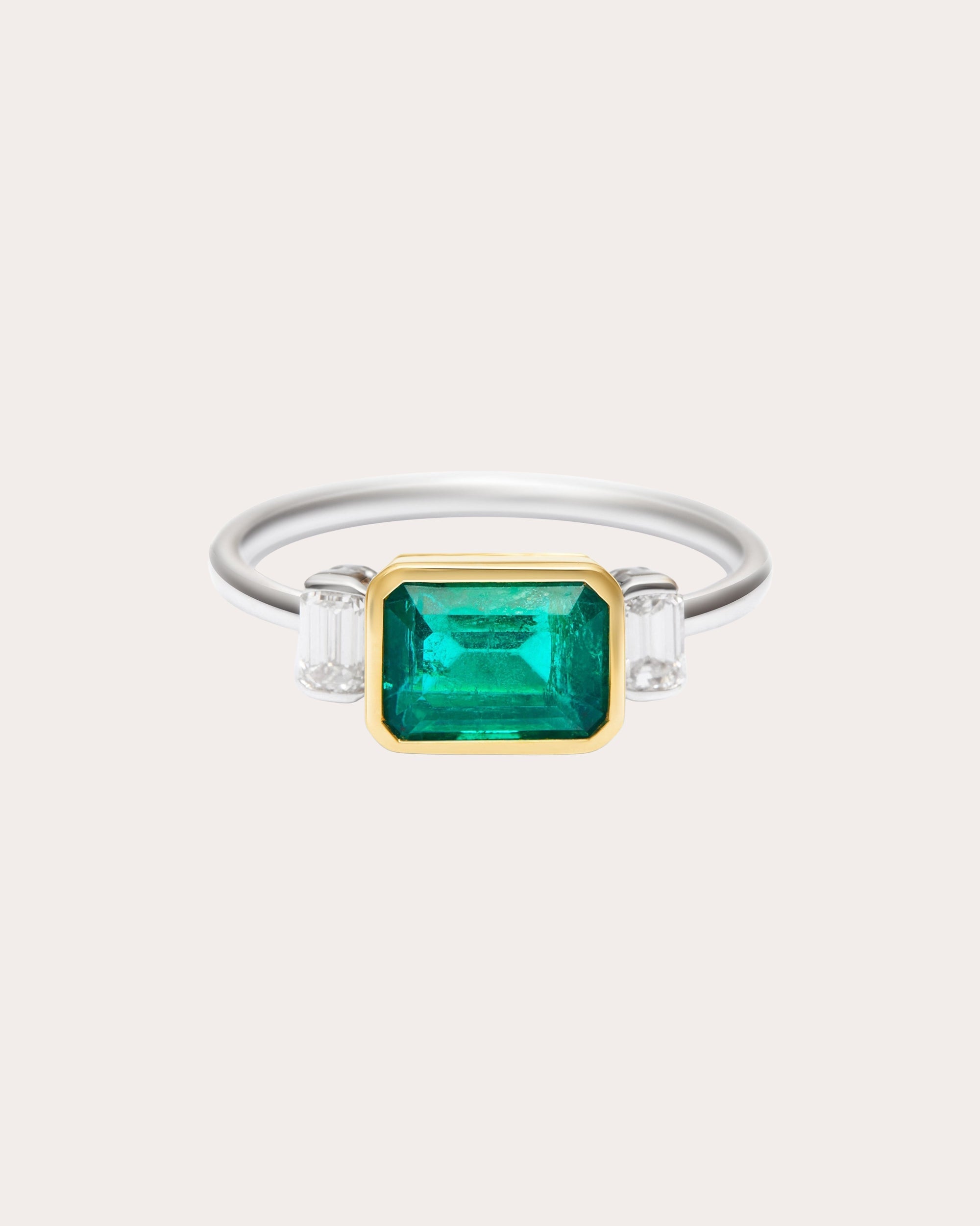 Emerald & Diamond Two-Tone Forever Ring