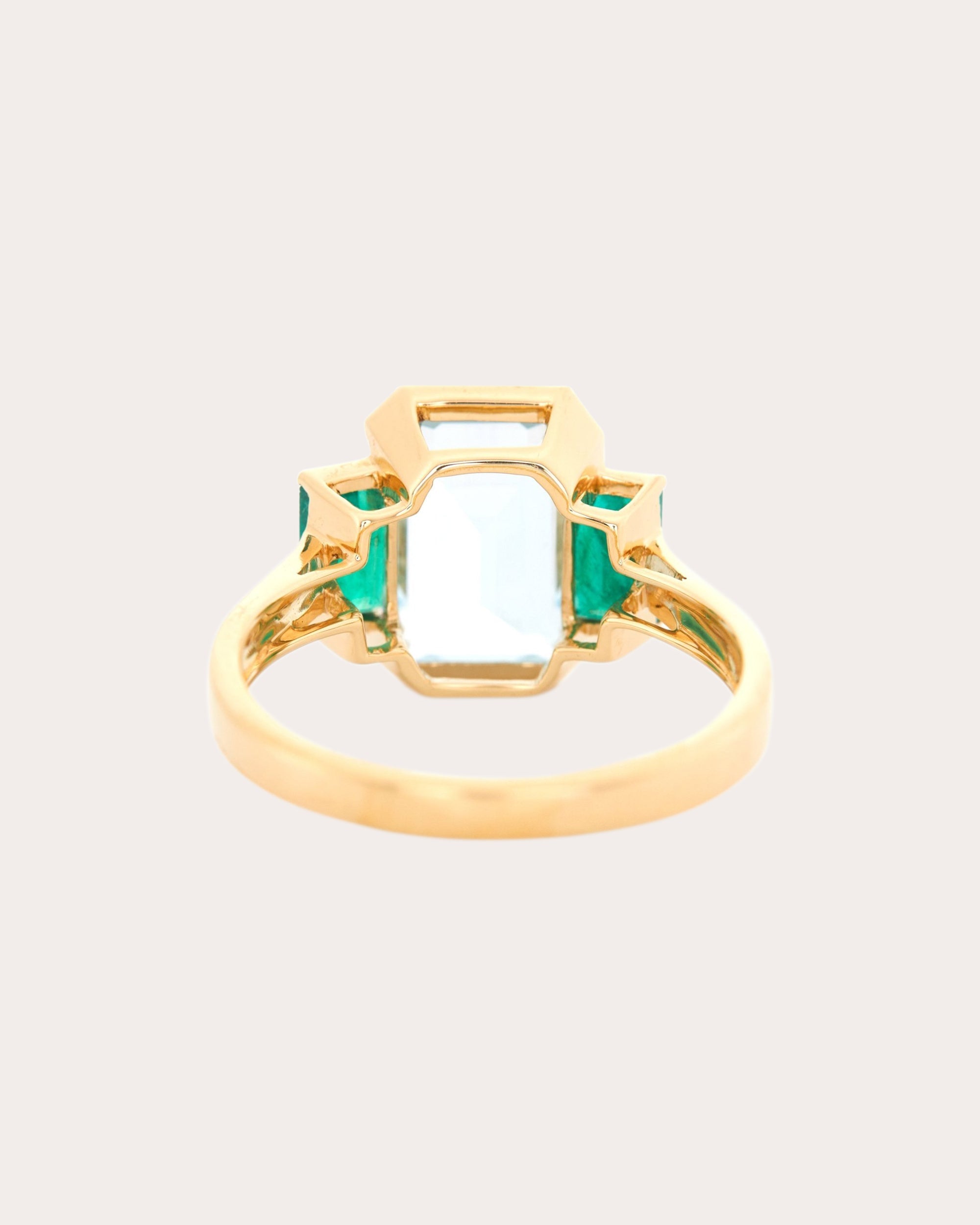 Aquamarine & Emerald Deco Spring Ring